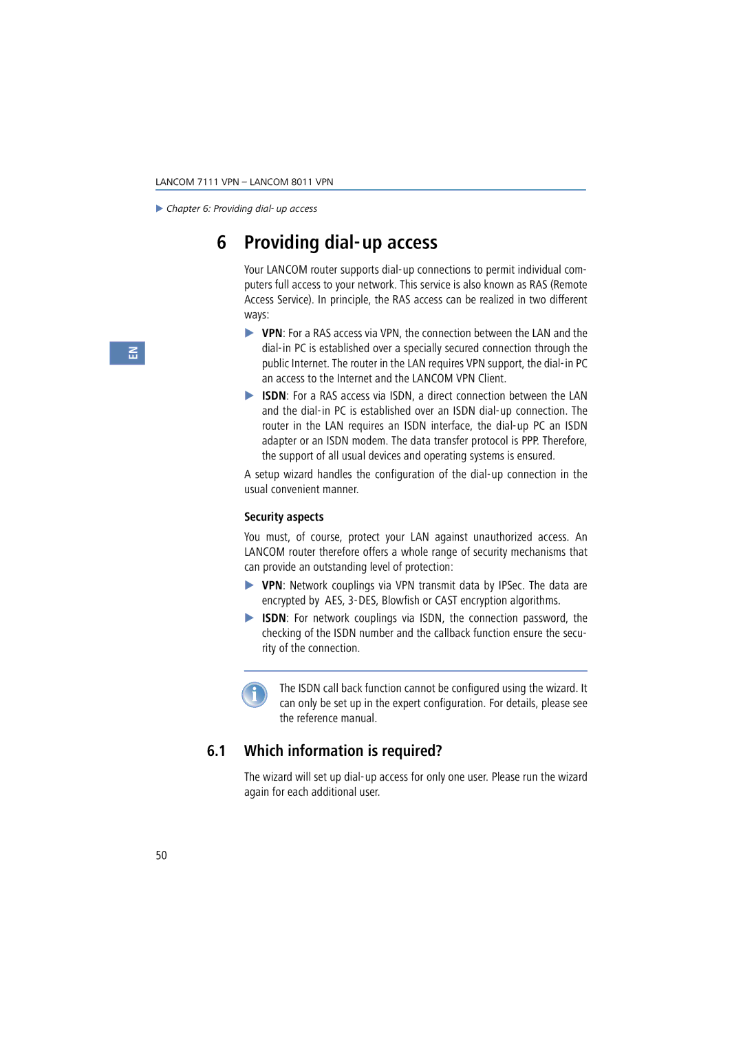 Lancom Systems 8011 VPN, 7111 VPN manual Providing dial-up access, Which information is required? 
