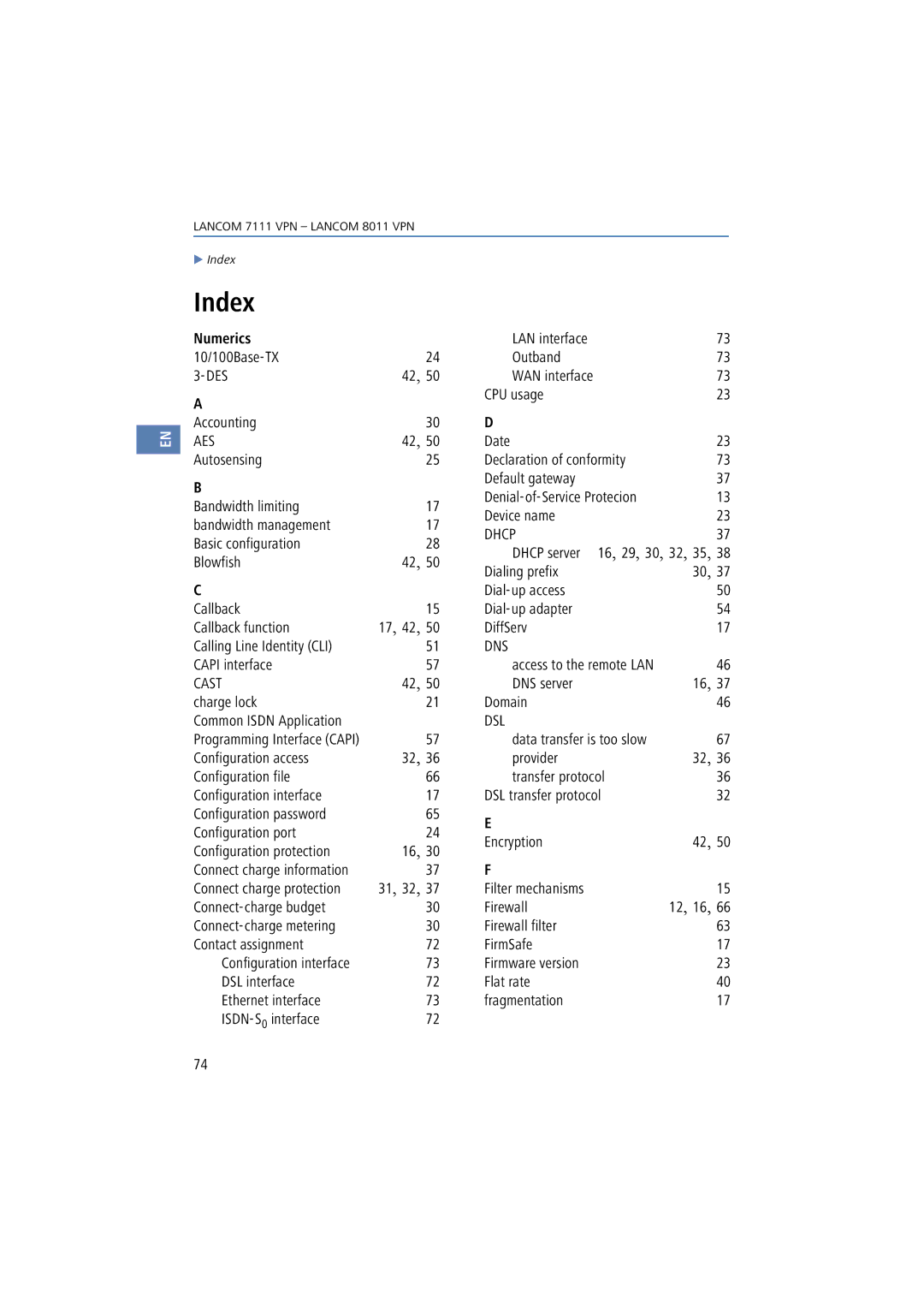 Lancom Systems 8011 VPN, 7111 VPN manual Numerics 