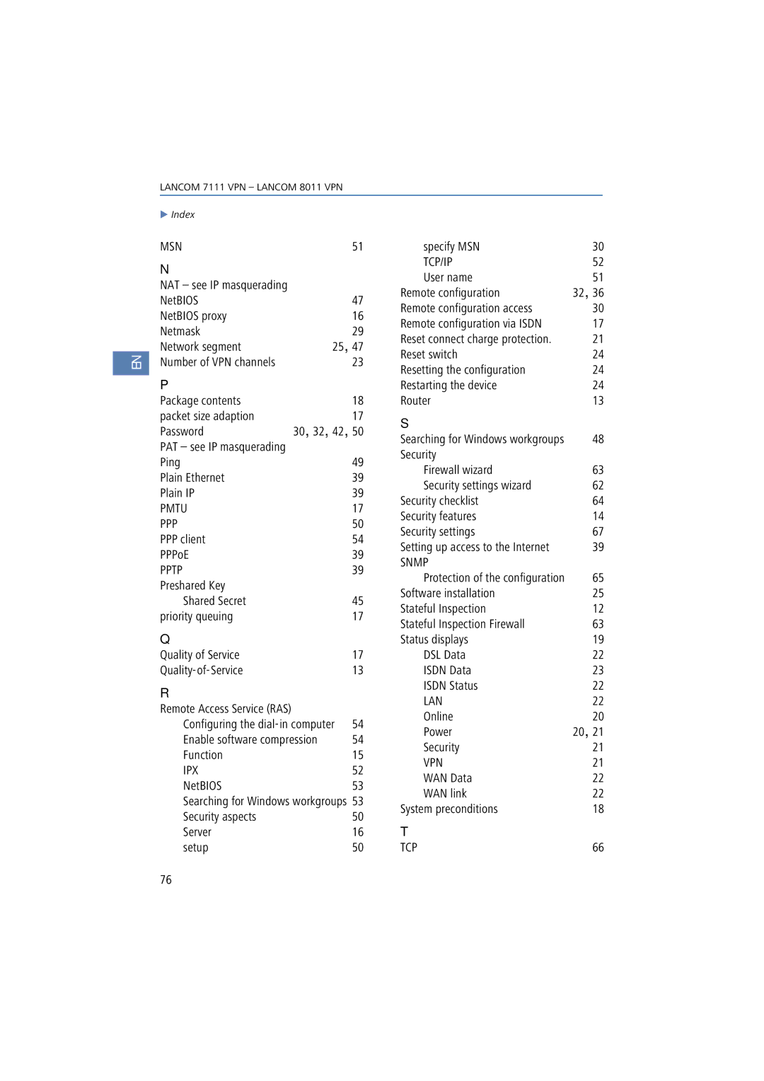 Lancom Systems 8011 VPN NetBIOS NetBIOS proxy Netmask Network segment, Package contents Packet size adaption Password 