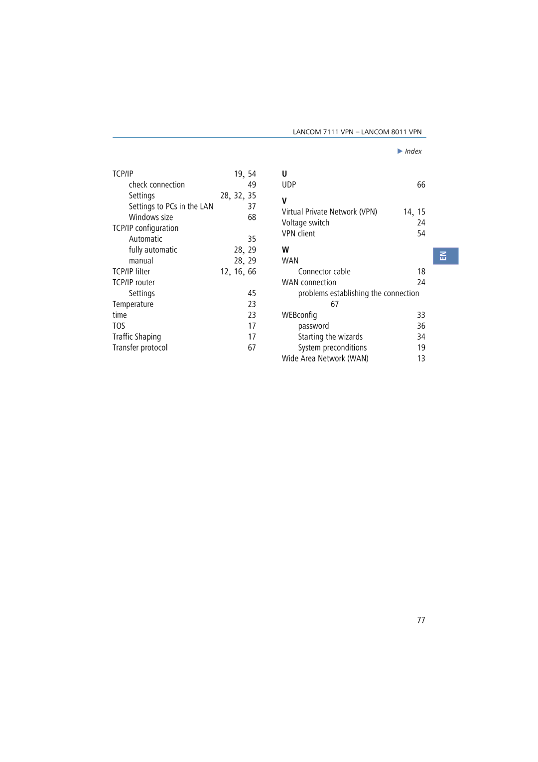 Lancom Systems 7111 VPN, 8011 VPN manual Check connection, Settings 28 , 32, Temperature Time WEBconfig 