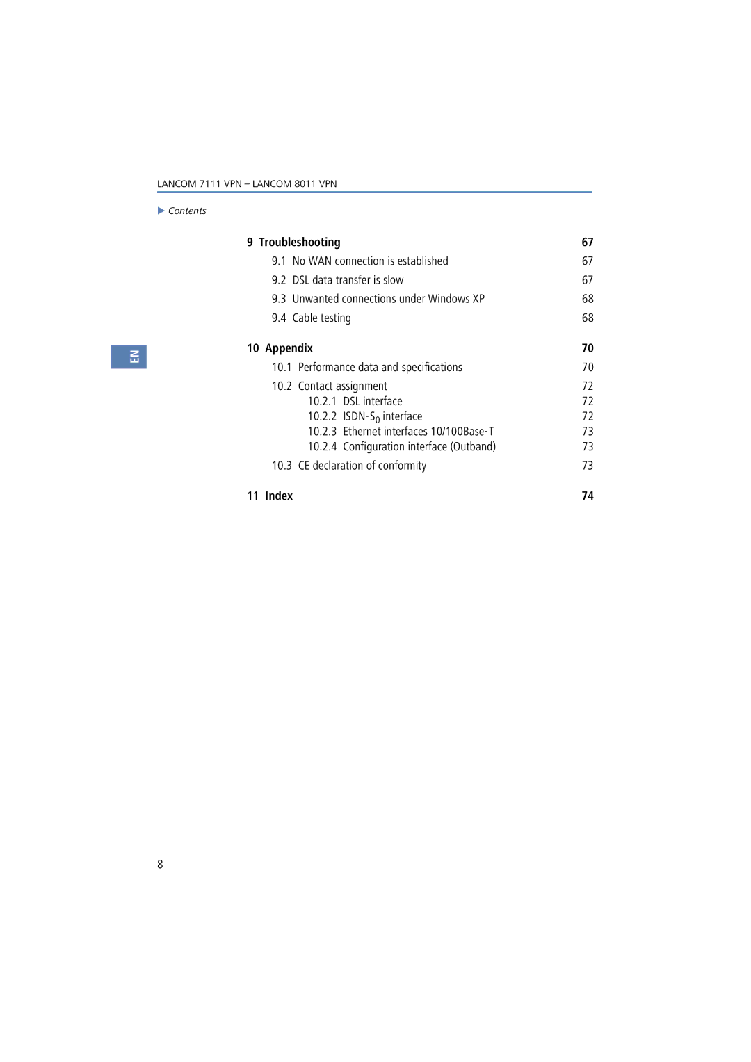 Lancom Systems 8011 VPN, 7111 VPN manual Troubleshooting, Appendix 