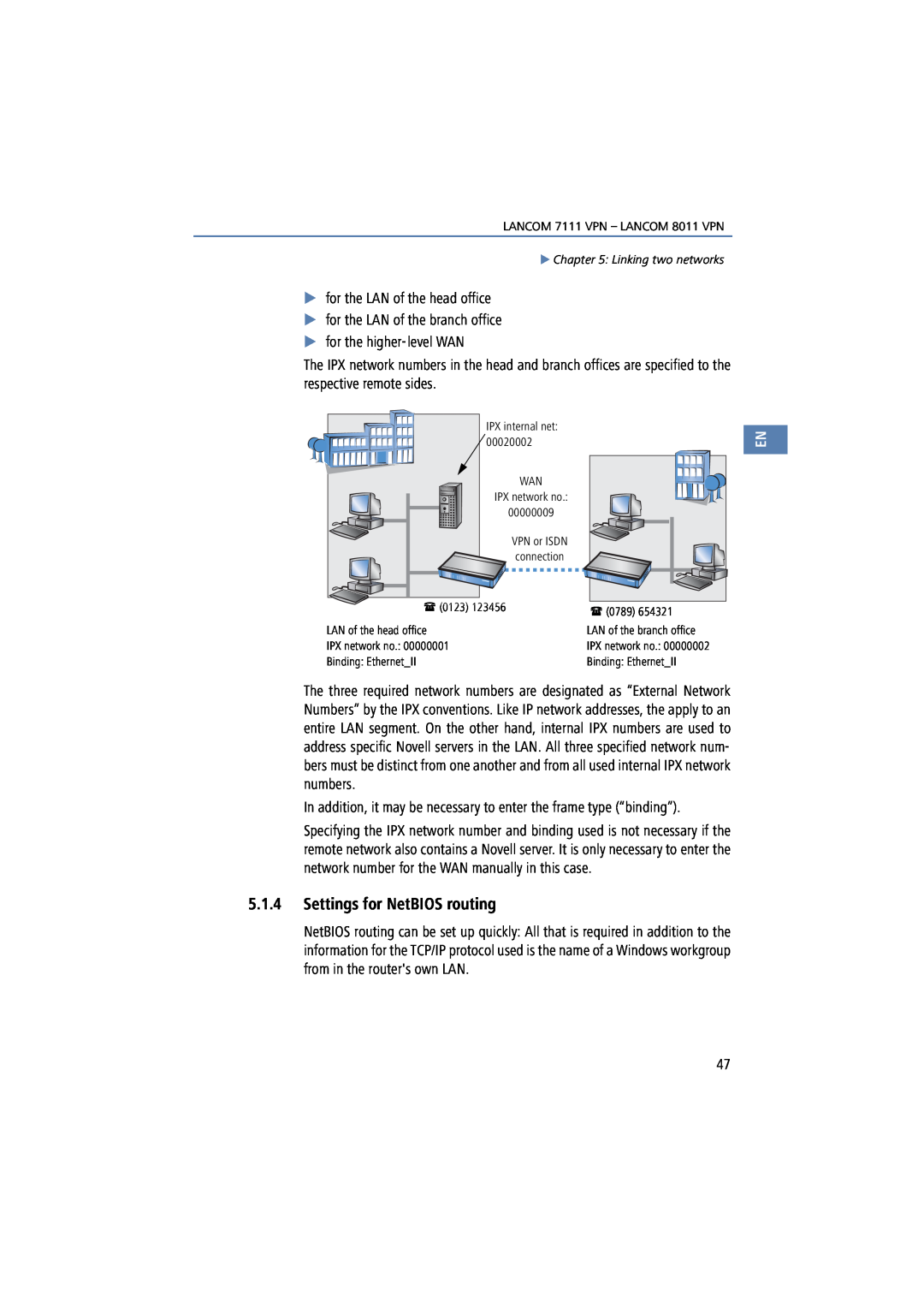 Lancom Systems 7111 VPN, 8011 VPN manual Settings for NetBIOS routing 