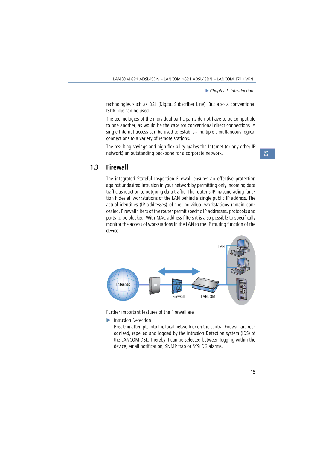 Lancom Systems 821, 1711, 1621 manual Firewall 