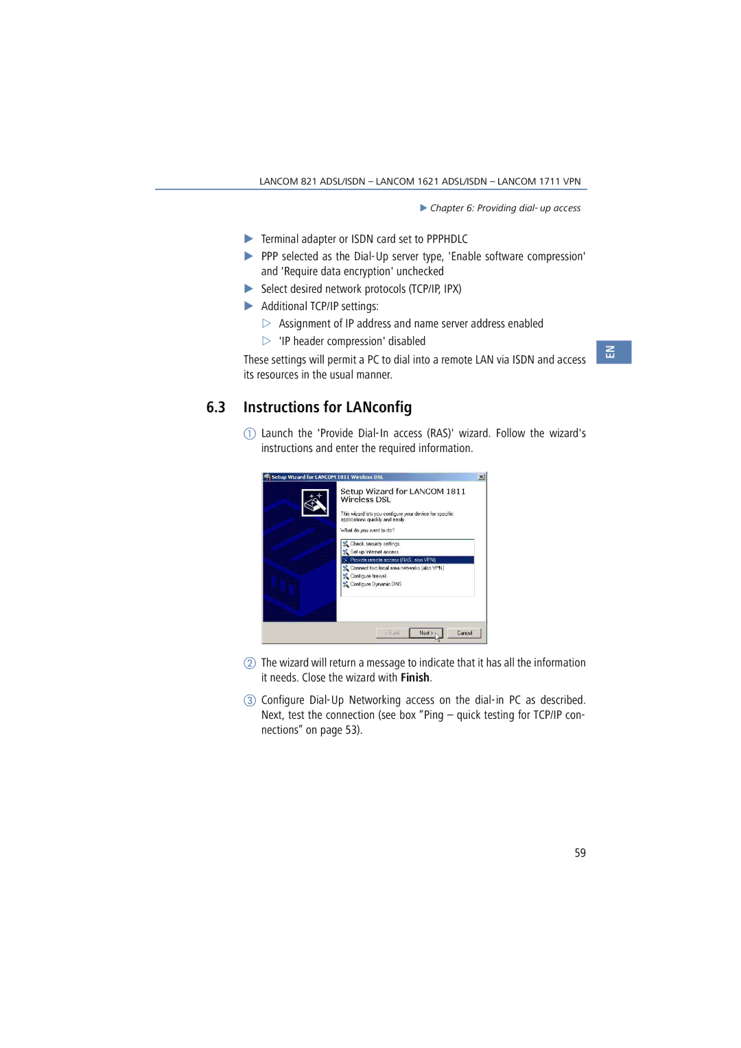 Lancom Systems 1621, 821, 1711 manual Instructions for LANconfig 