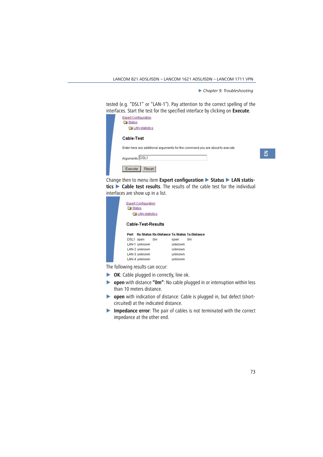 Lancom Systems 1711, 821, 1621 manual Troubleshooting 