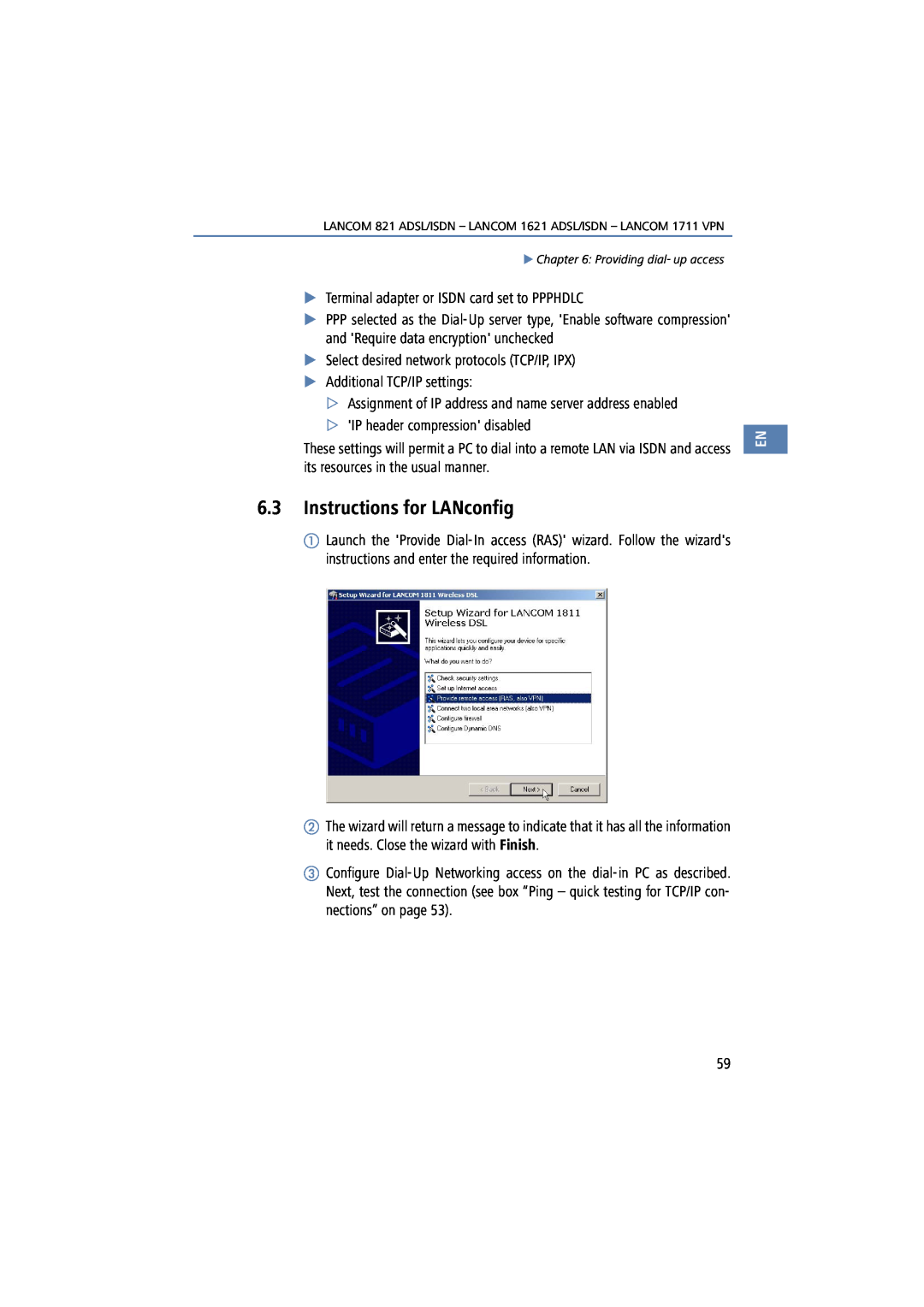 Lancom Systems 1621, 821, 1711 manual Instructions for LANconfig 