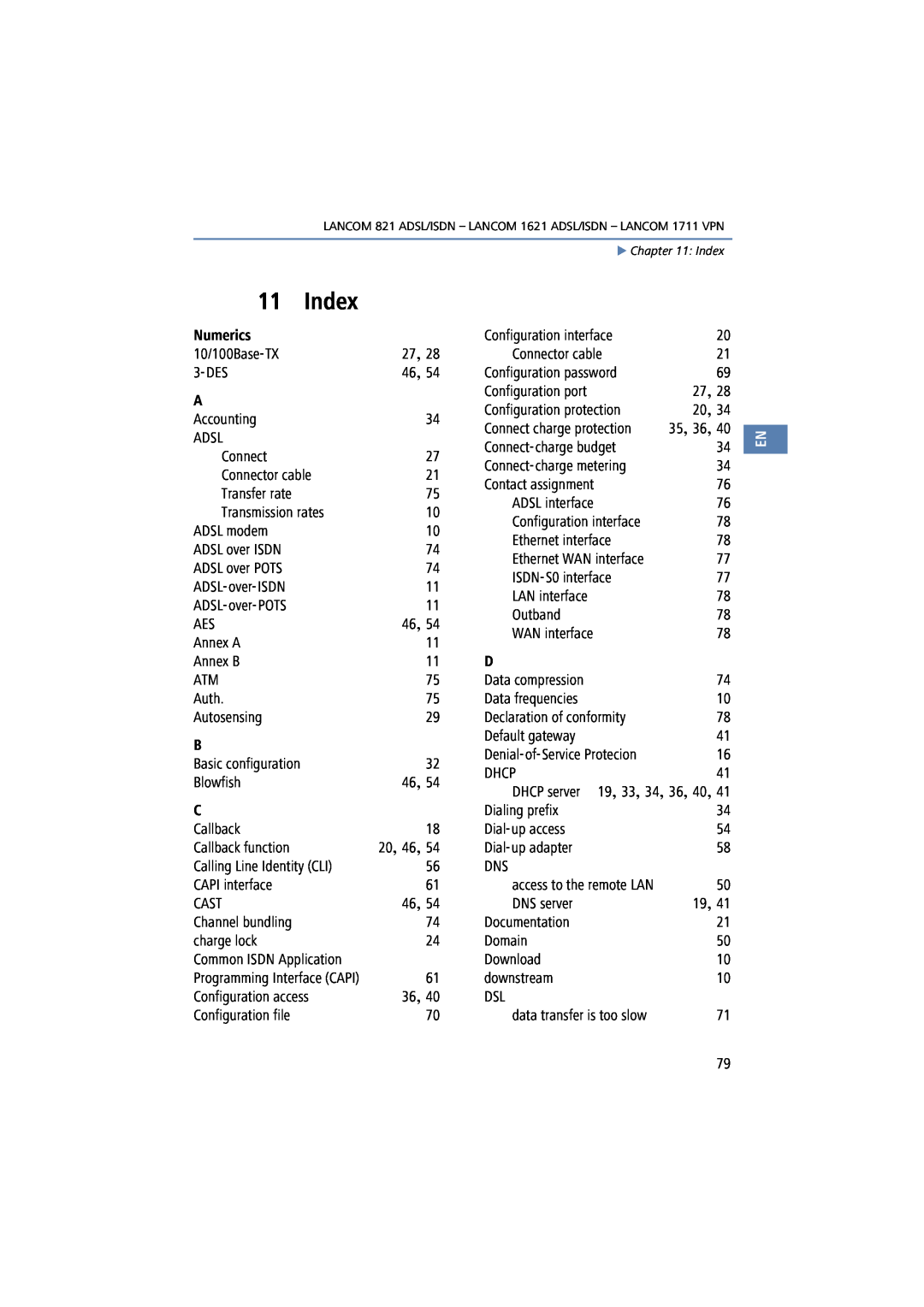 Lancom Systems 1711, 821, 1621 manual Index, Numerics 