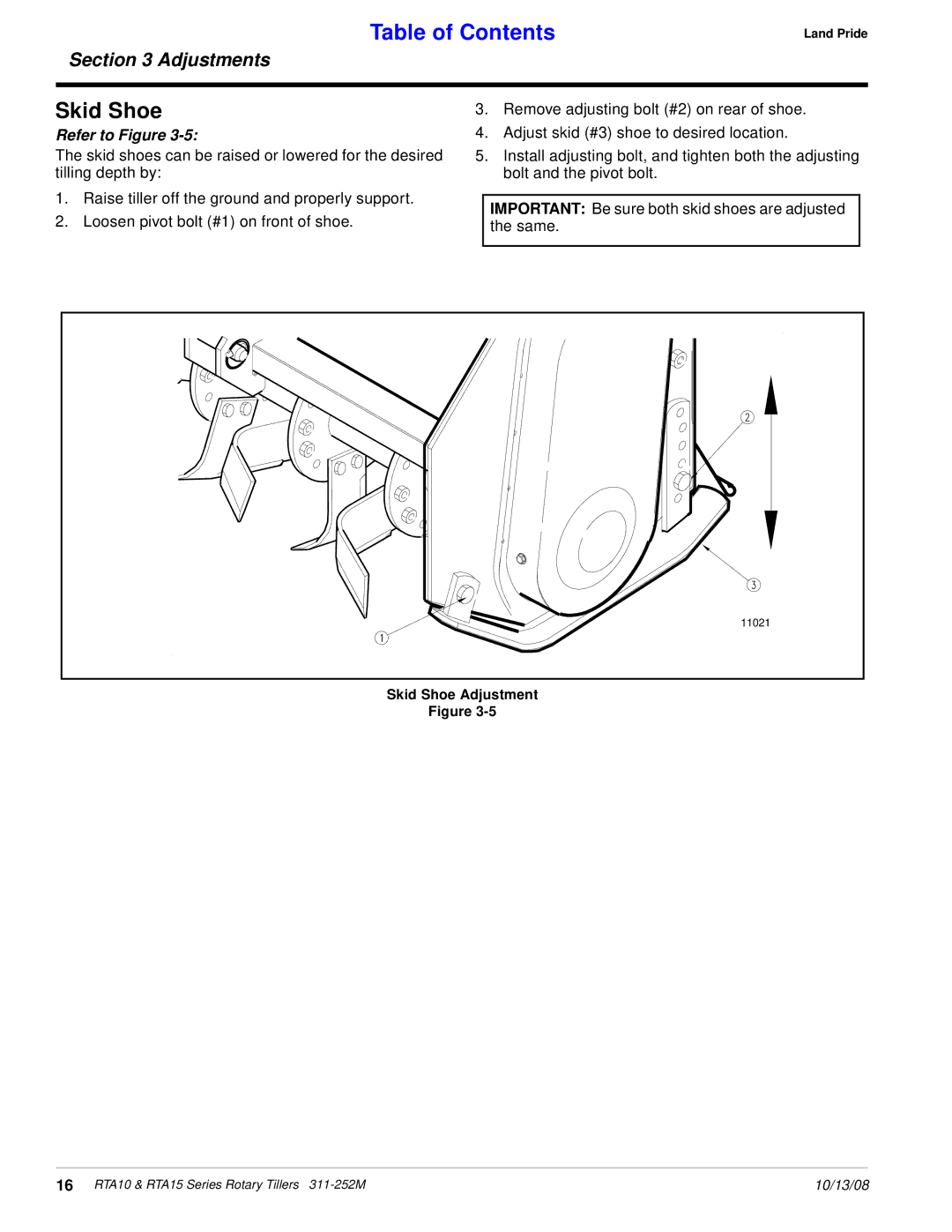 Land Pride 311-252M manual Skid Shoe 