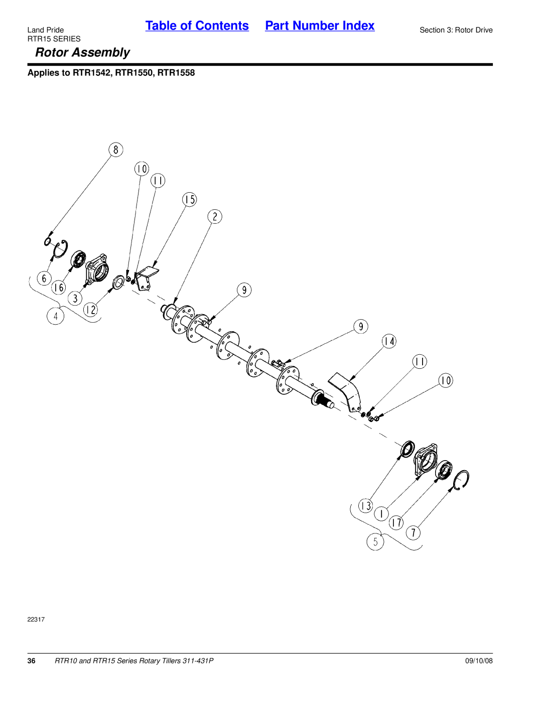 Land Pride 311-431P manual Rotor Assembly 