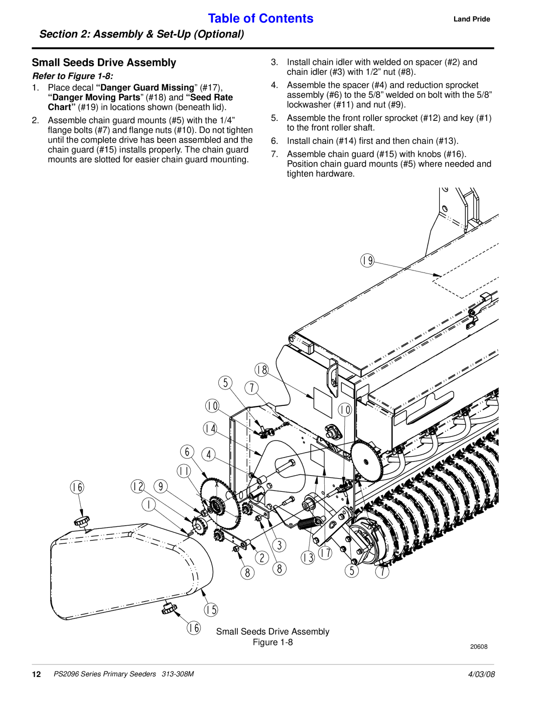 Land Pride manual 12 PS2096 Series Primary Seeders 313-308M 