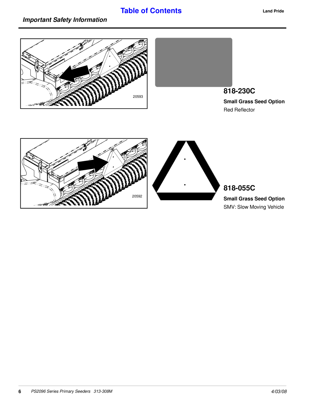 Land Pride 313-308M manual 20593 