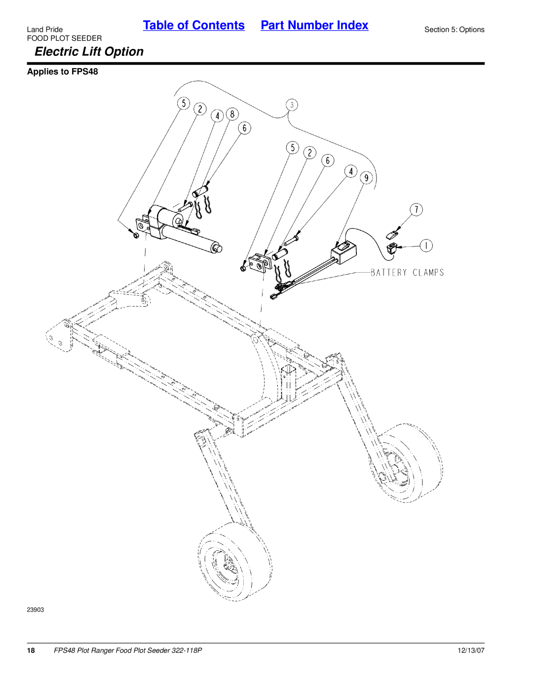 Land Pride 322-118P manual Electric Lift Option 