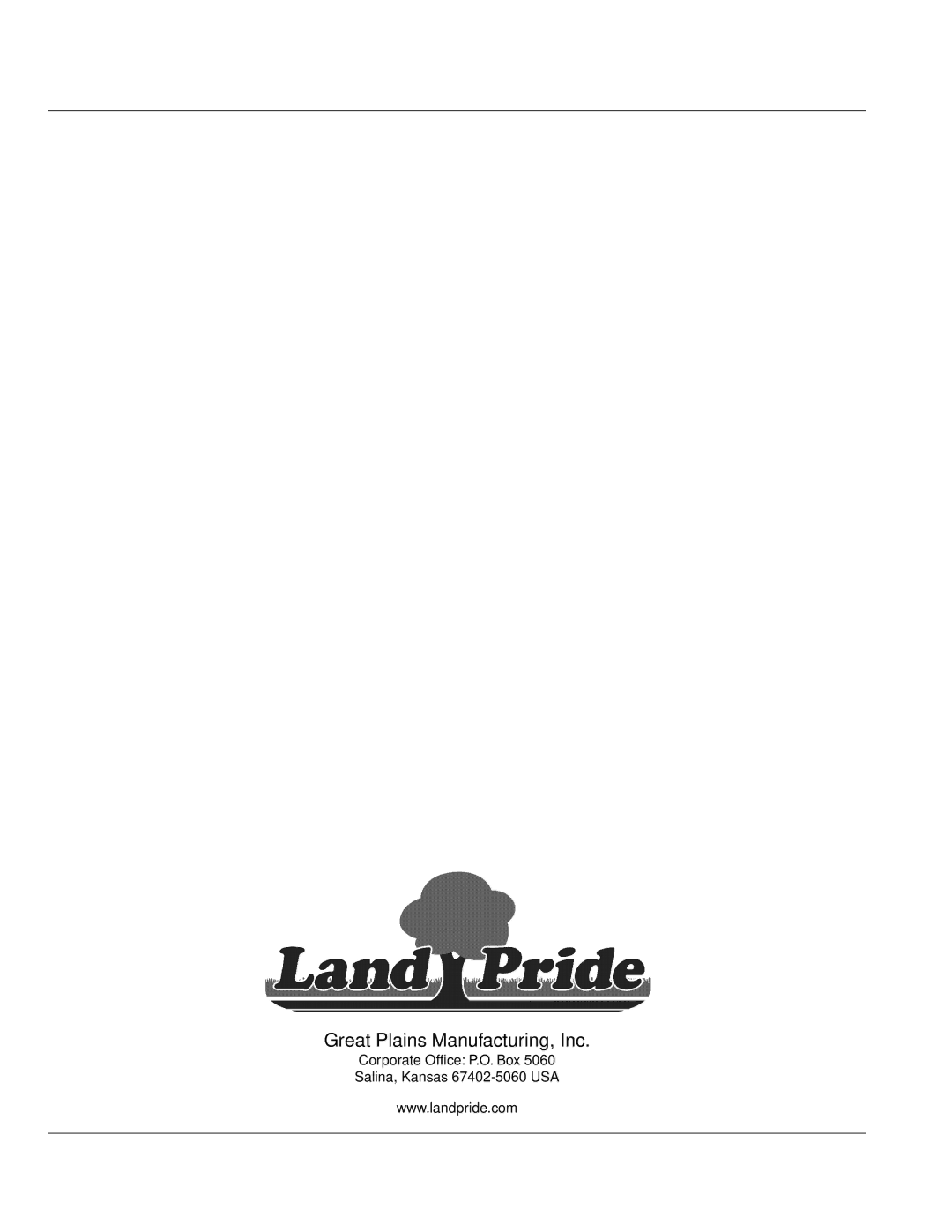 Land Pride 322-118P manual Great Plains Manufacturing, Inc 