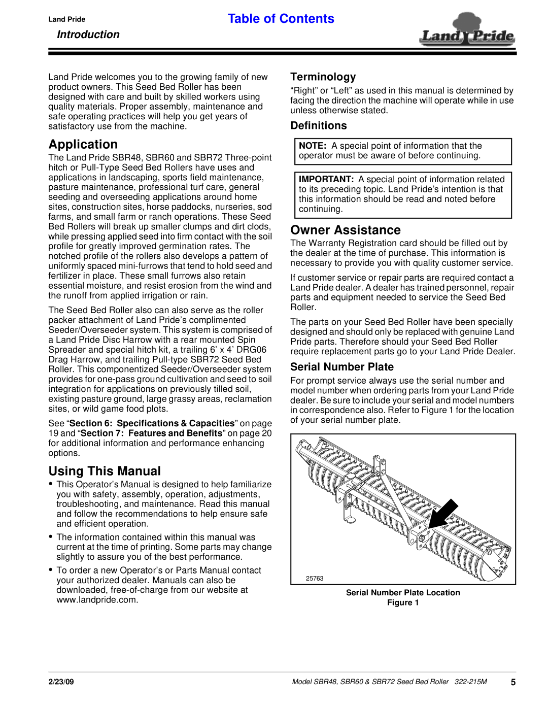 Land Pride 322-215M manual Application, Using This Manual, Owner Assistance 