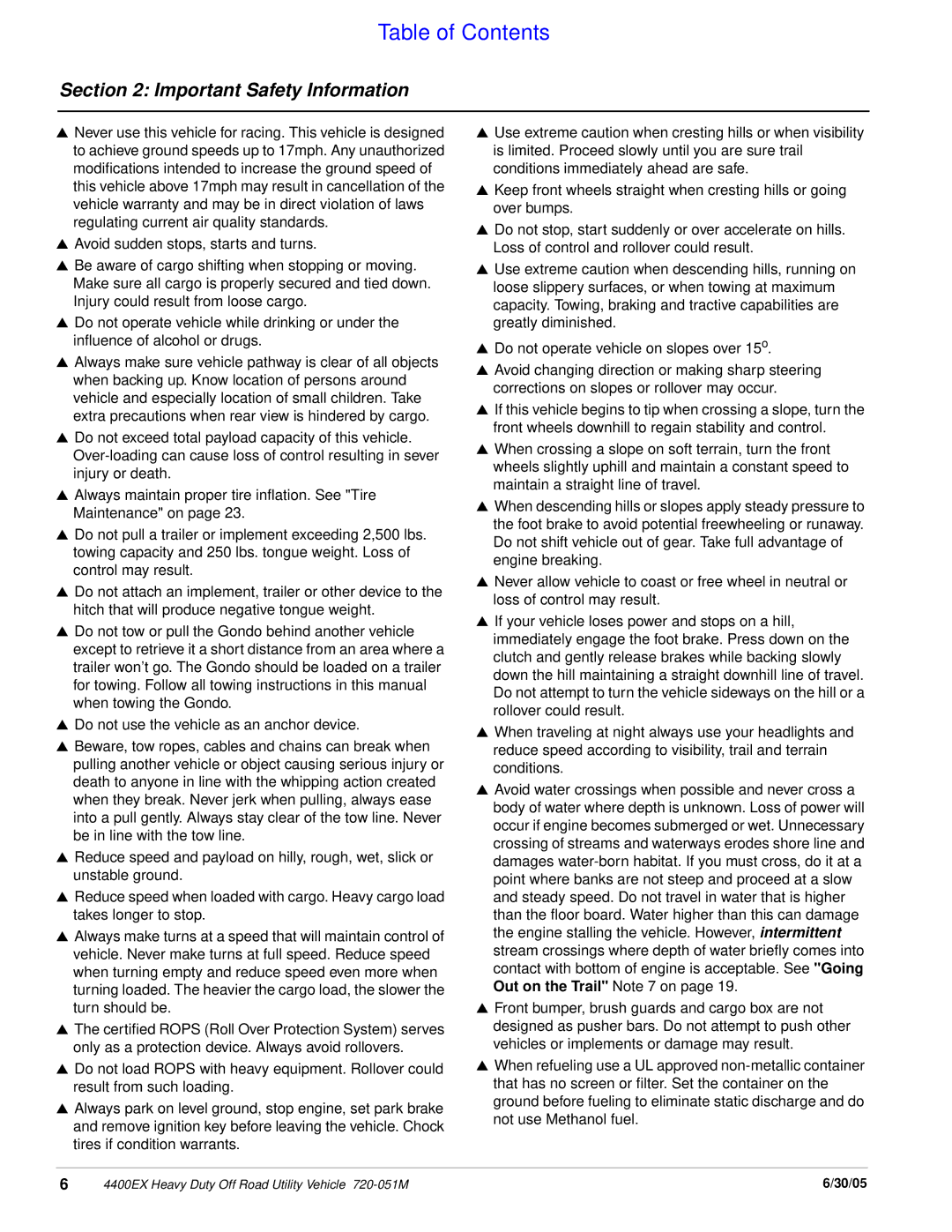 Land Pride 4400ex manual Table of Contents 