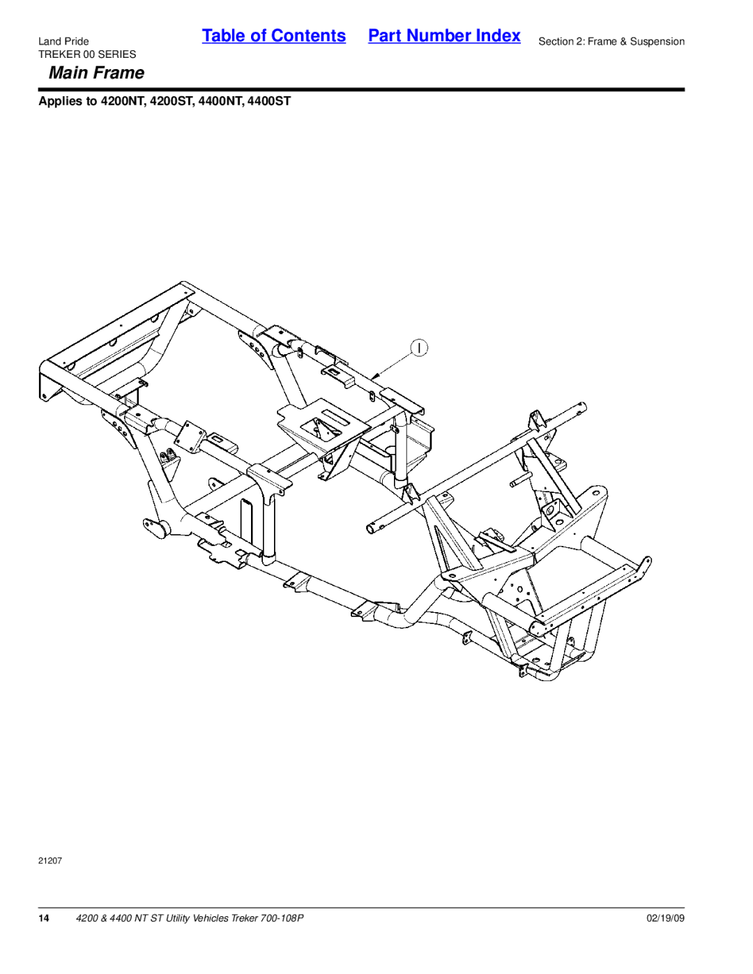 Land Pride 4200NT, 4400NT, 4200ST, 4400ST manual Main Frame 