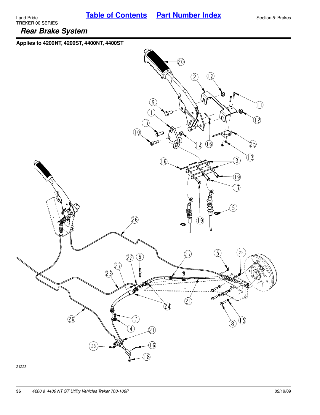 Land Pride 4400NT, 4200ST, 4200NT, 4400ST manual Rear Brake System 