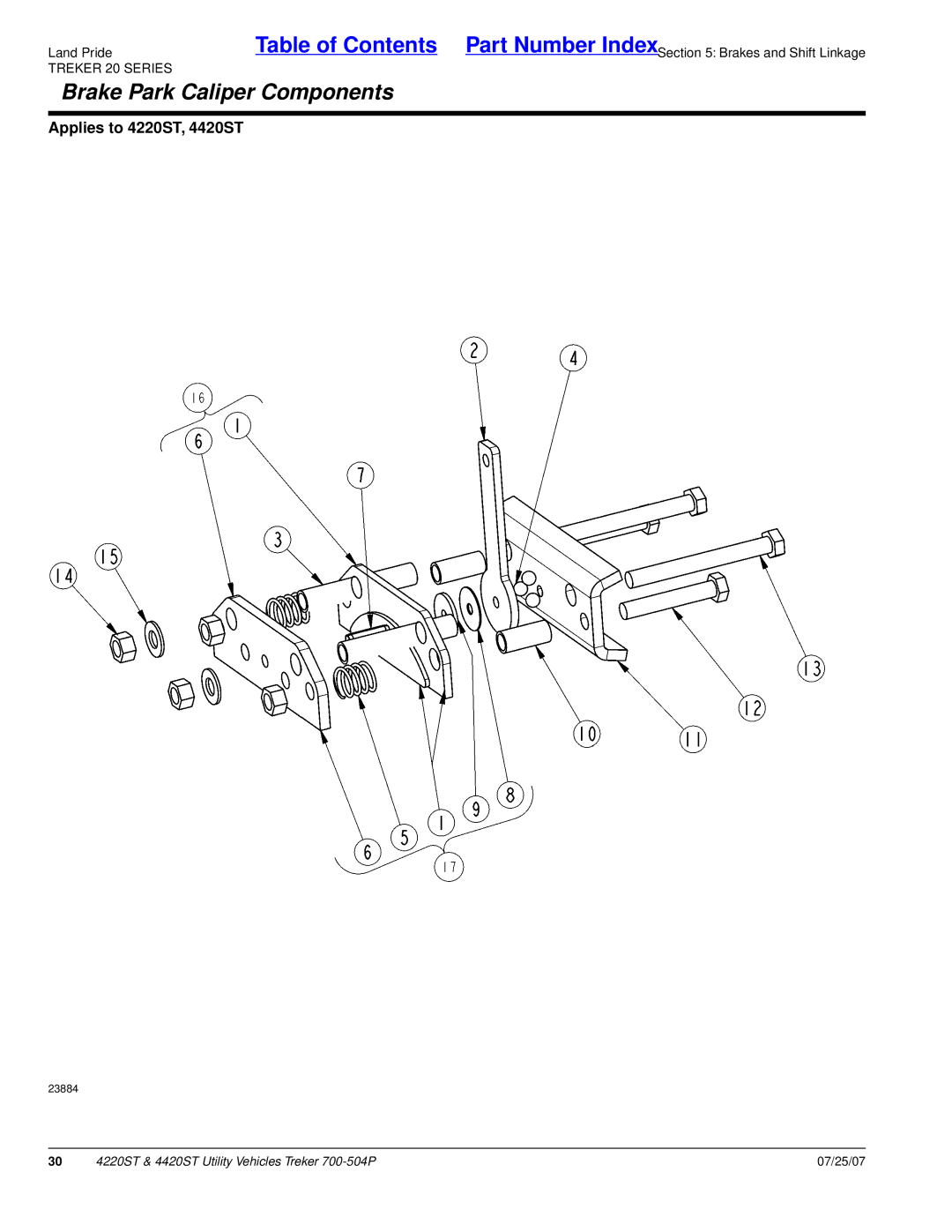 Land Pride 4420ST, 4220ST manual Brake Park Caliper Components 