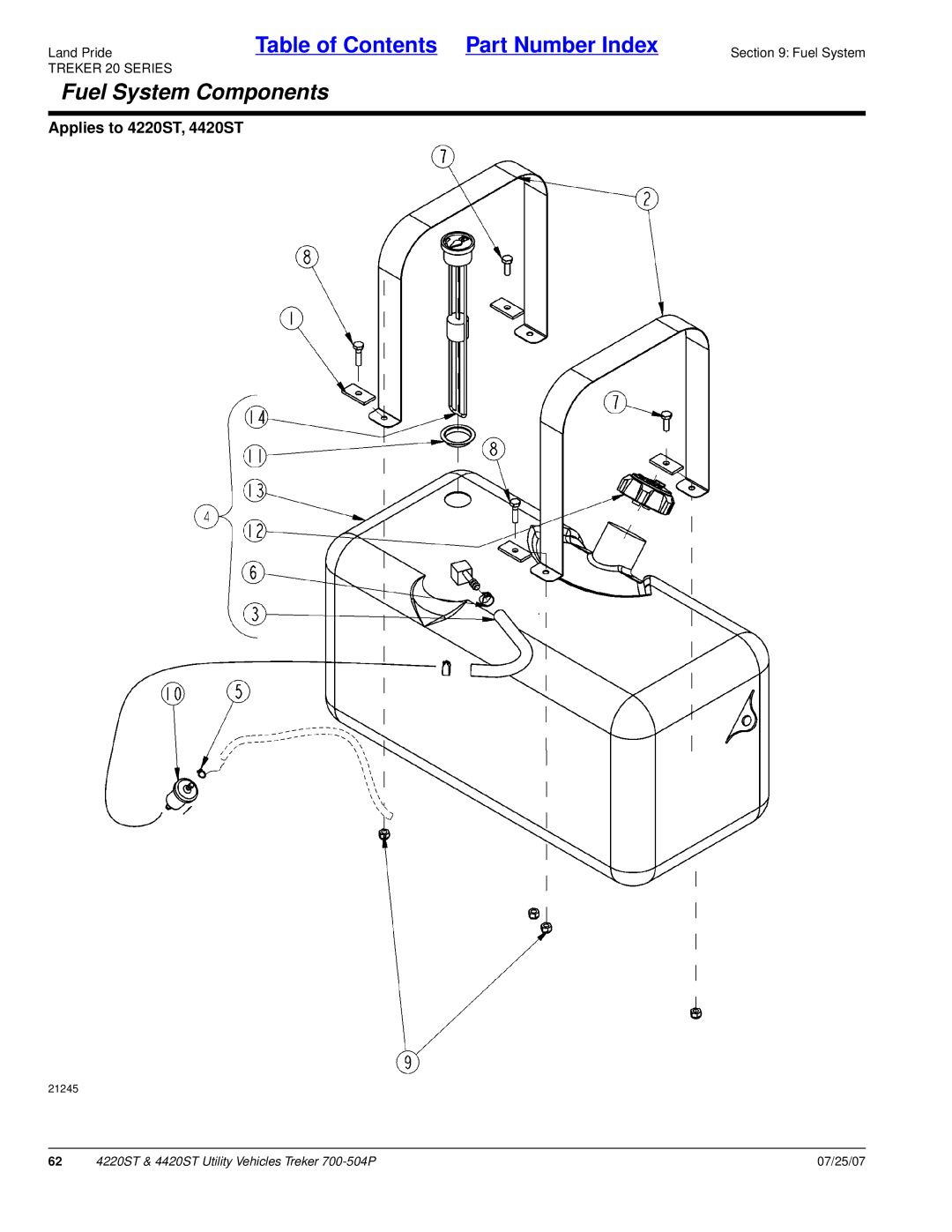 Land Pride 4420ST, 4220ST manual Fuel System Components 