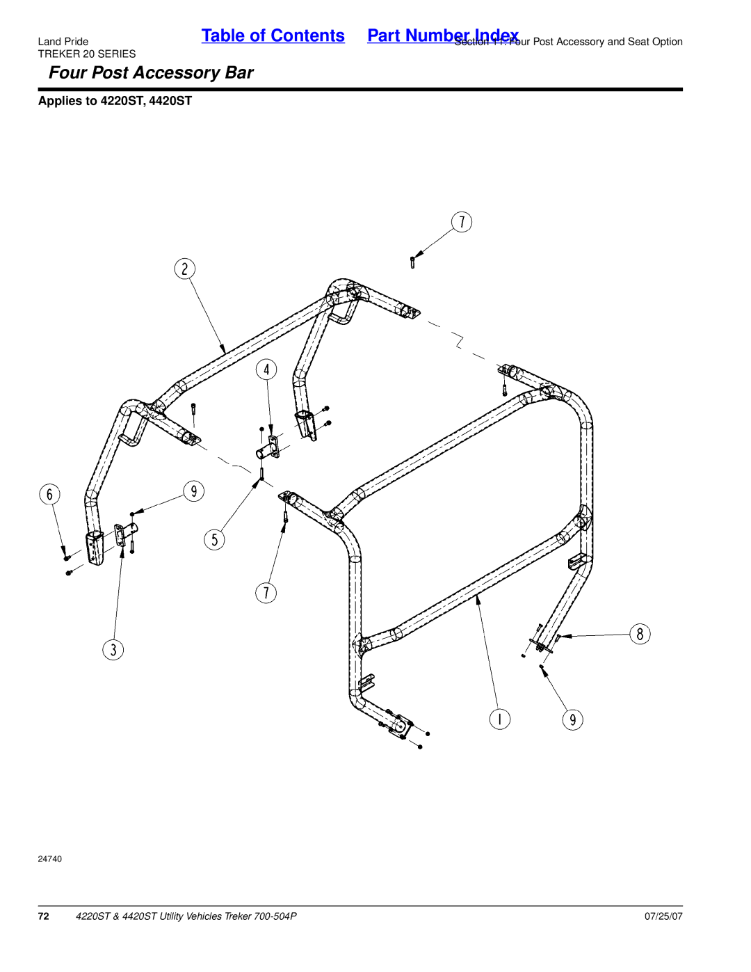 Land Pride 4420ST, 4220ST manual Four Post Accessory Bar 