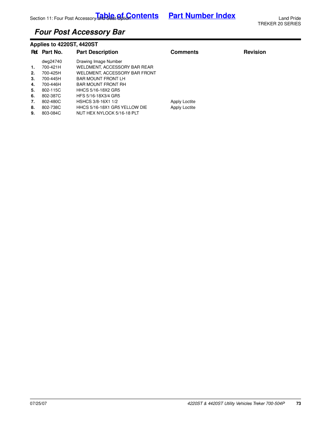 Land Pride 4220ST, 4420ST manual Dwg24740 Drawing Image Number 