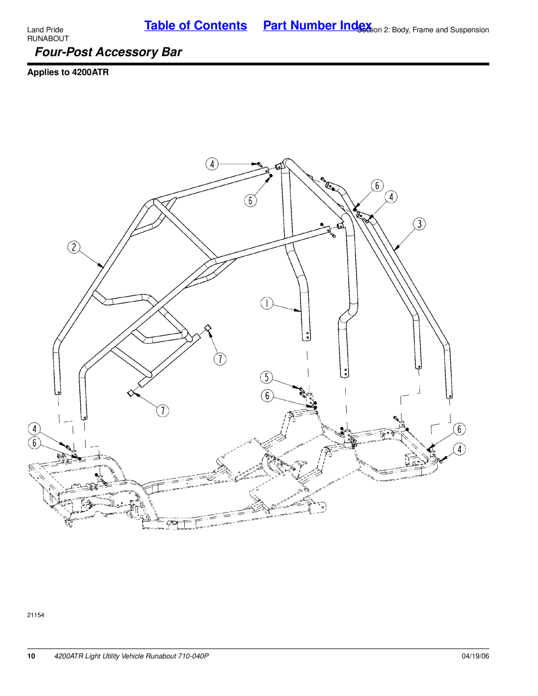 Land Pride 710-040P manual Four-Post Accessory Bar 