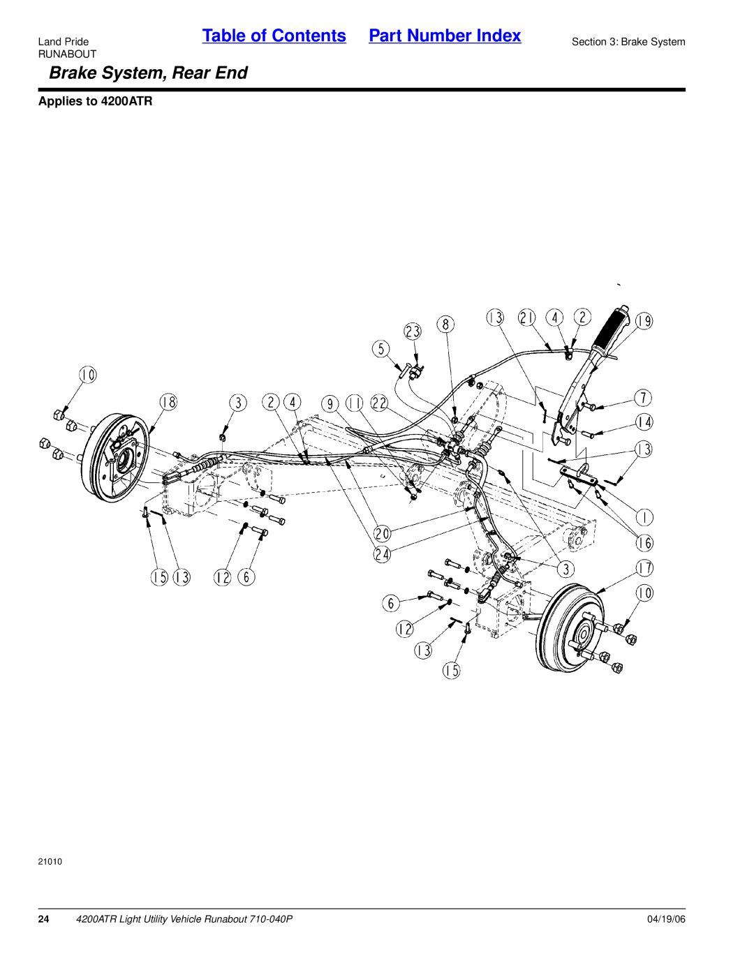 Land Pride 710-040P manual Brake System, Rear End 