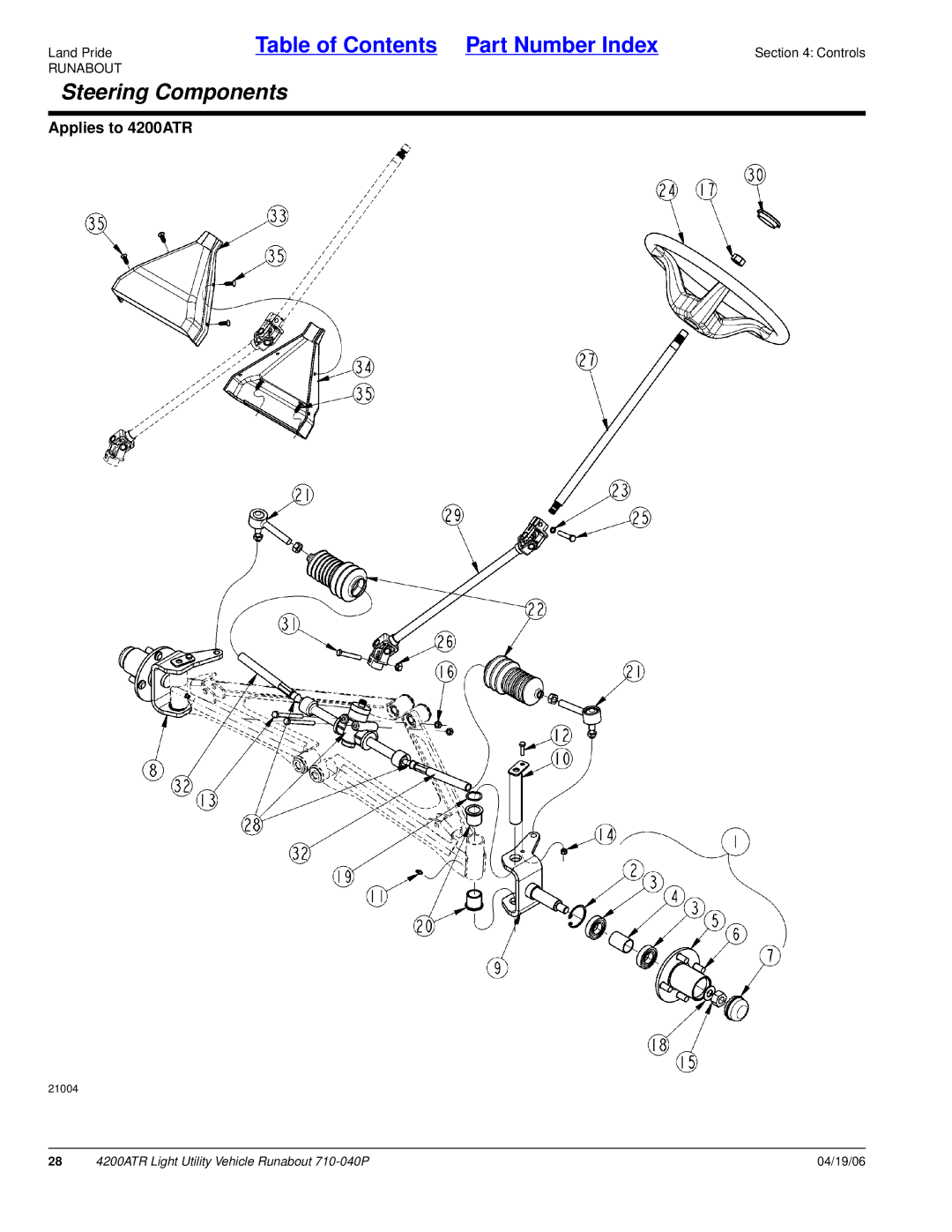 Land Pride 710-040P manual Steering Components 