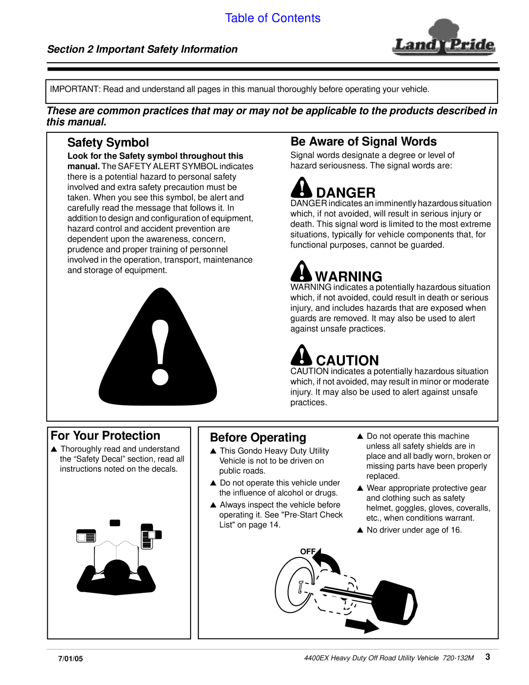 Land Pride 22081, 720-132M, 22076 manual Safety Symbol, Be Aware of Signal Words, For Your Protection, Before Operating 