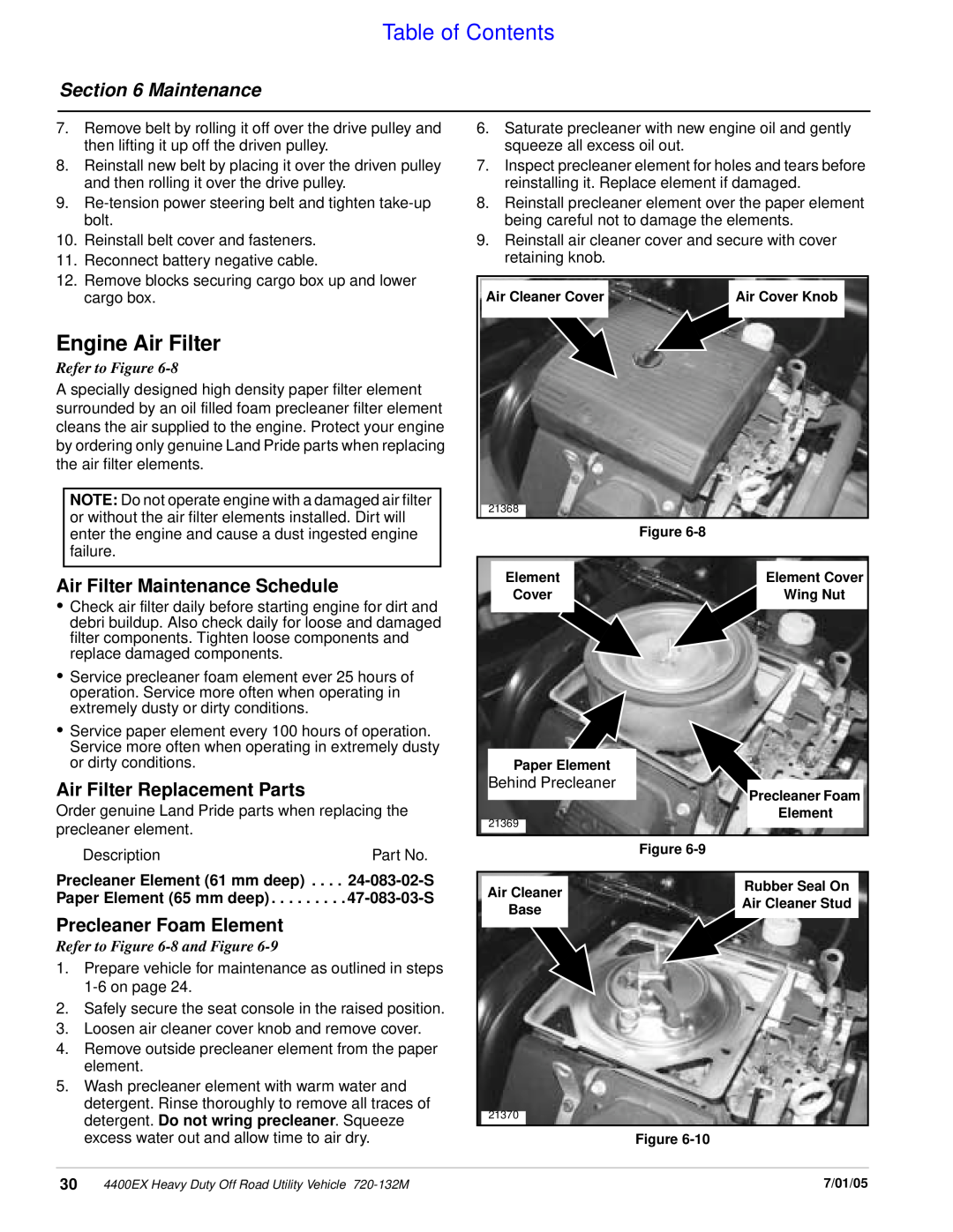 Land Pride 22081 Engine Air Filter, Air Filter Maintenance Schedule, Air Filter Replacement Parts, Precleaner Foam Element 
