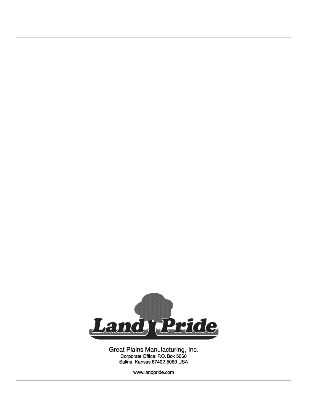Land Pride AFM4011, AFM40133 manual Great Plains Manufacturing, Inc 