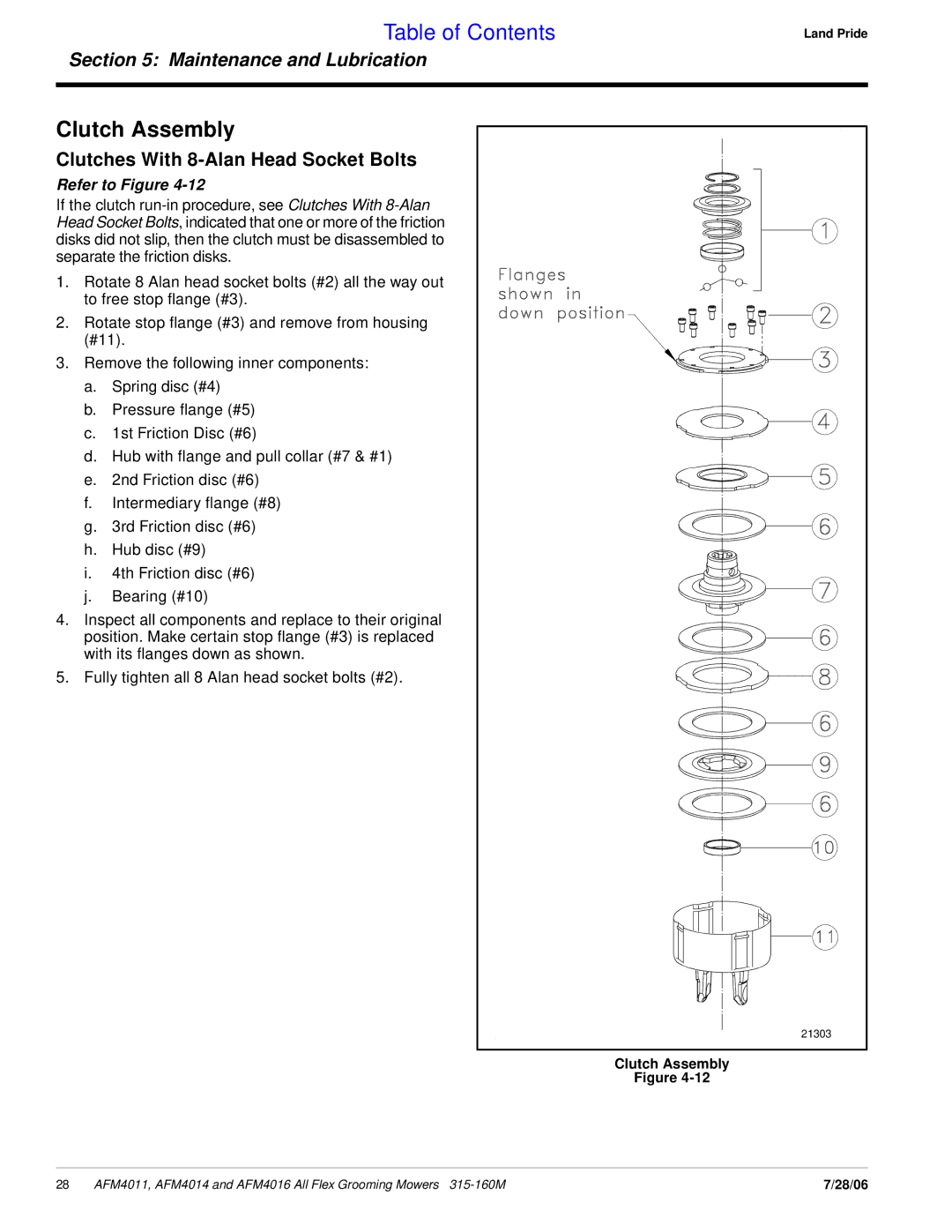 Land Pride AFM4016 manual Clutch Assembly 