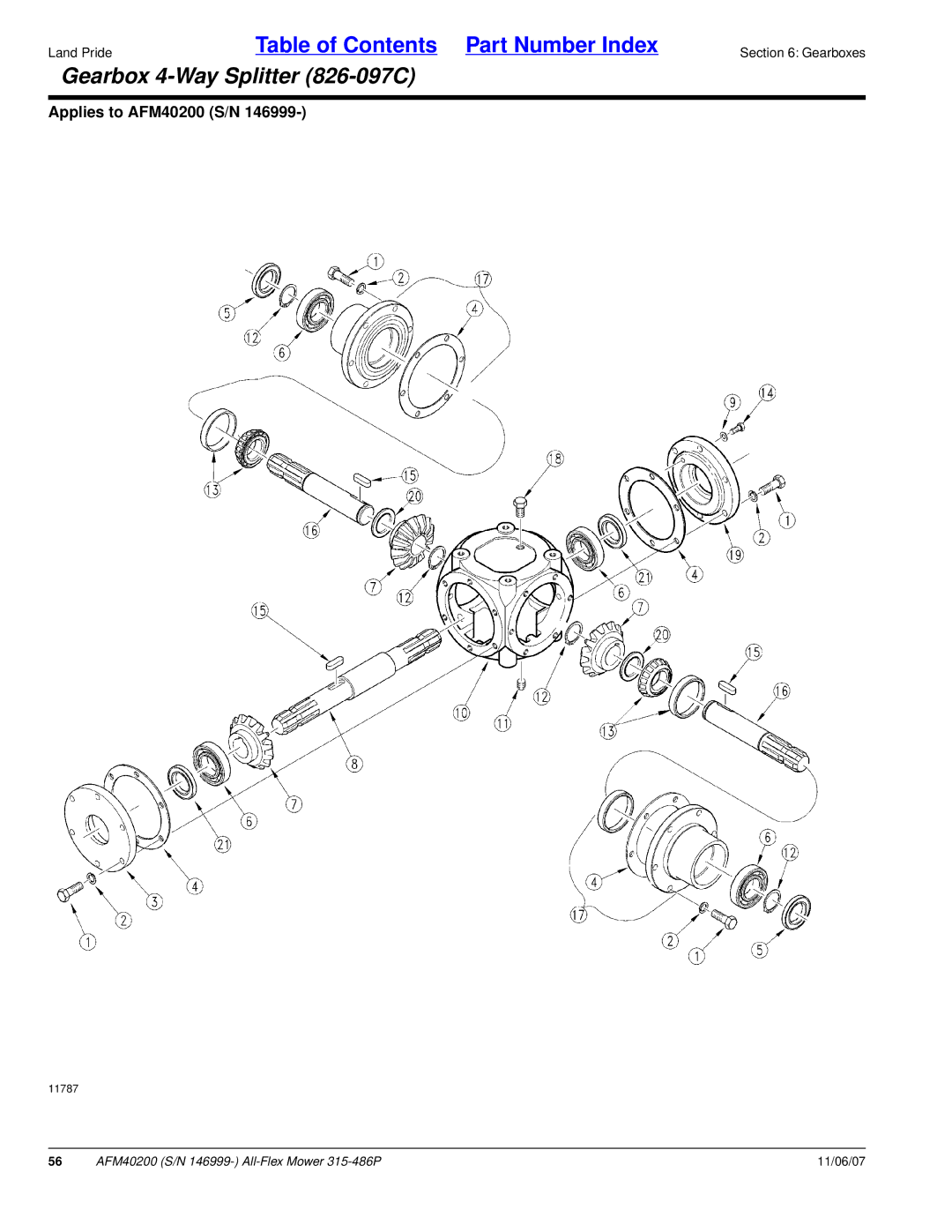 Land Pride AFM40200 manual Gearbox 4-Way Splitter 826-097C 