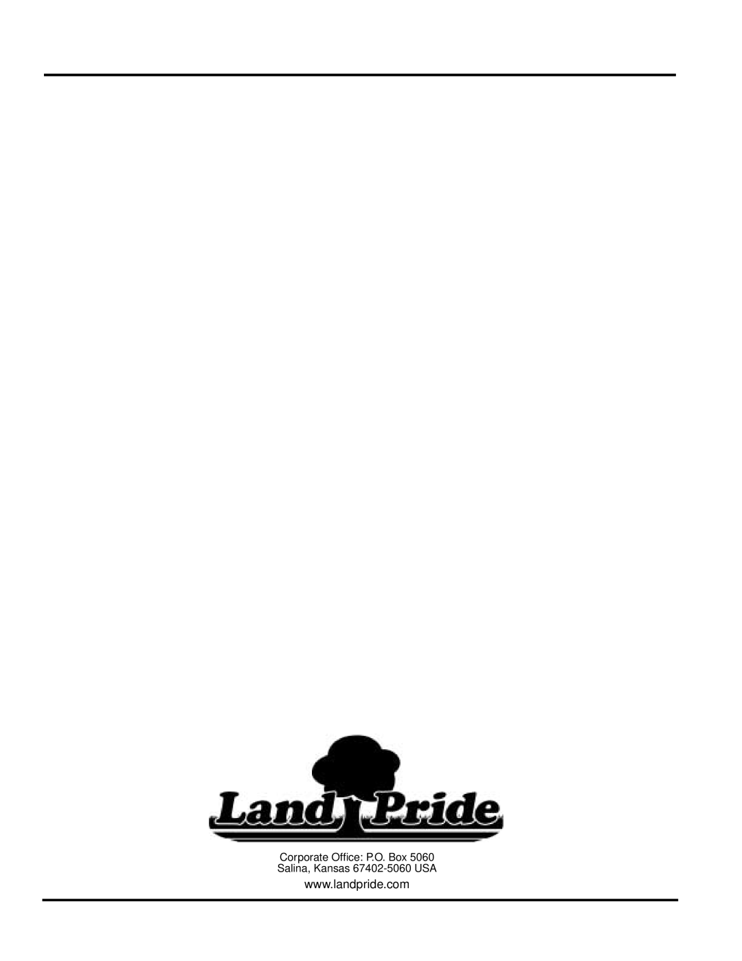 Land Pride AFM4211 manual Corporate Ofﬁce P.O. Box 5060 Salina, Kansas 67402-5060 USA 