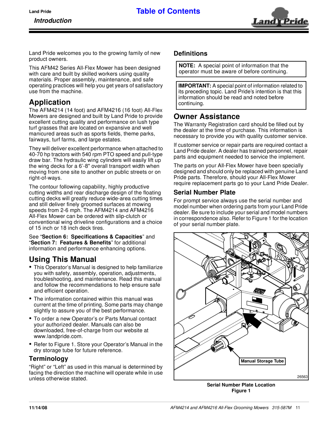 Land Pride AFM4214 manual Application, Using This Manual, Owner Assistance, Introduction 