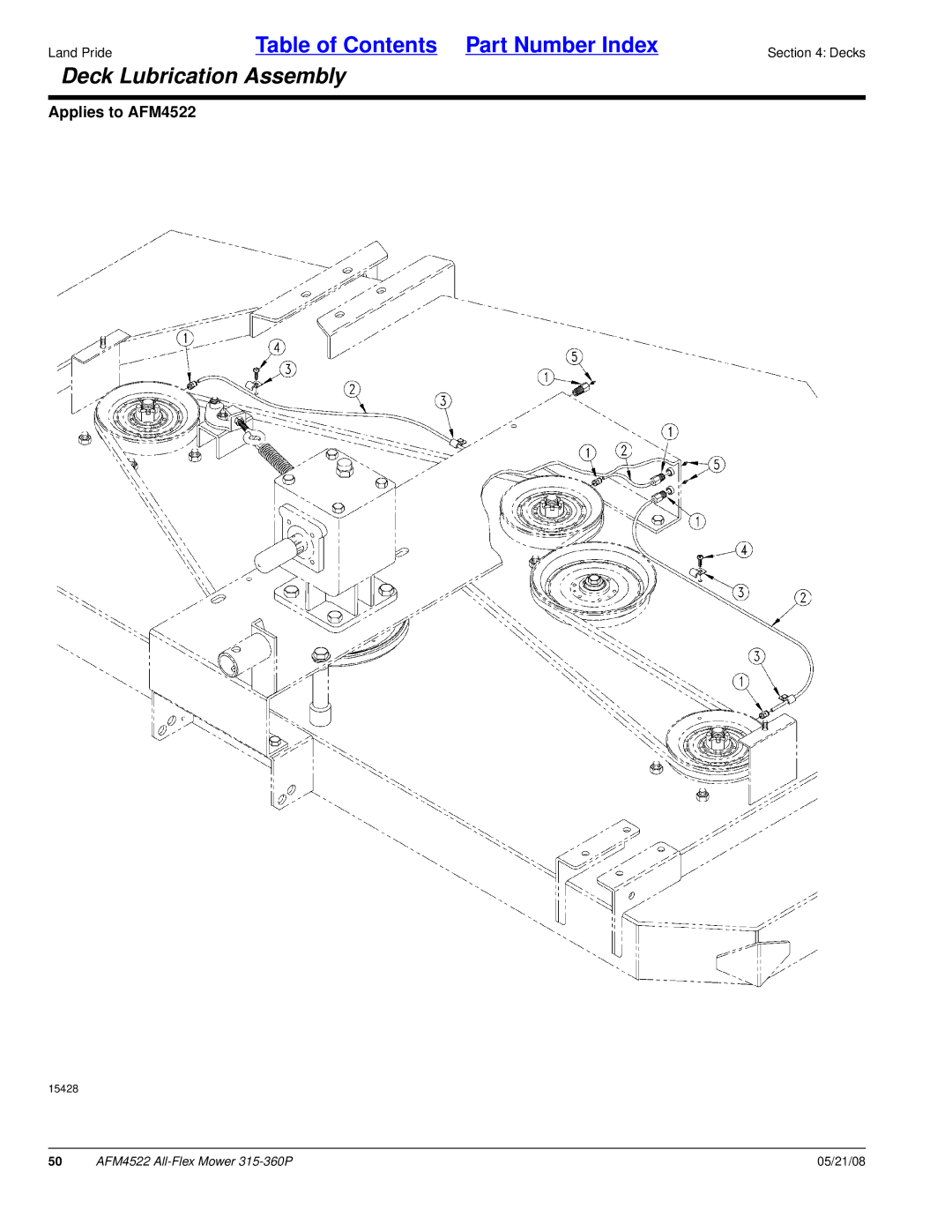 Land Pride AFM4522 manual Deck Lubrication Assembly 