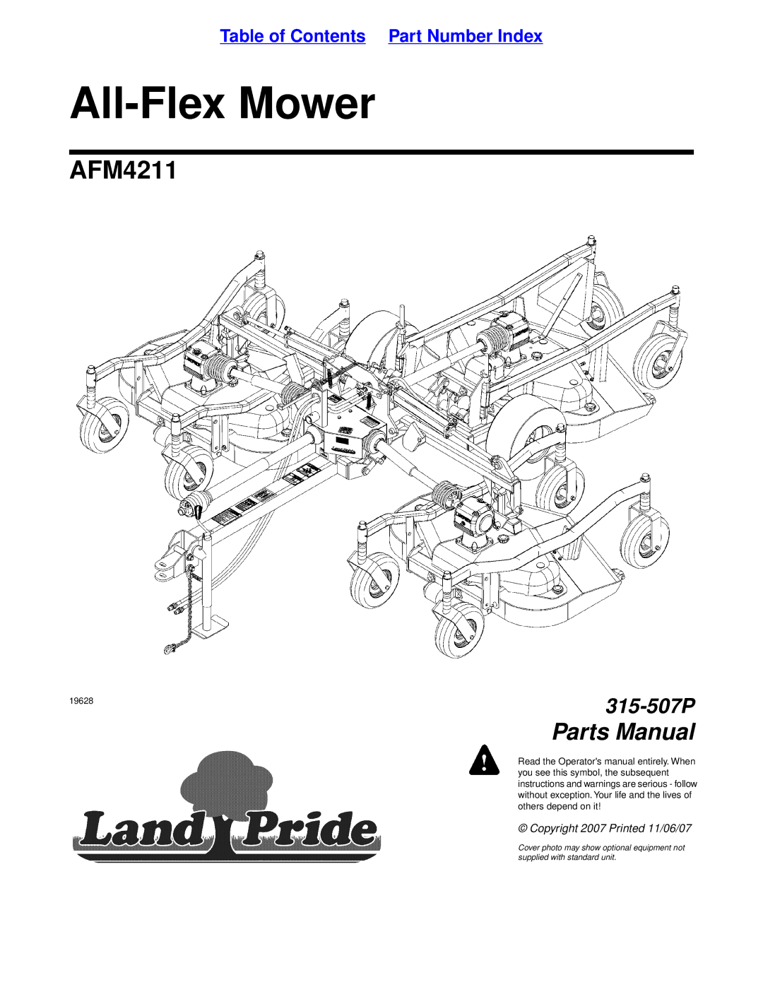 Land Pride AFM4211, 315-507P manual All-Flex Mower 