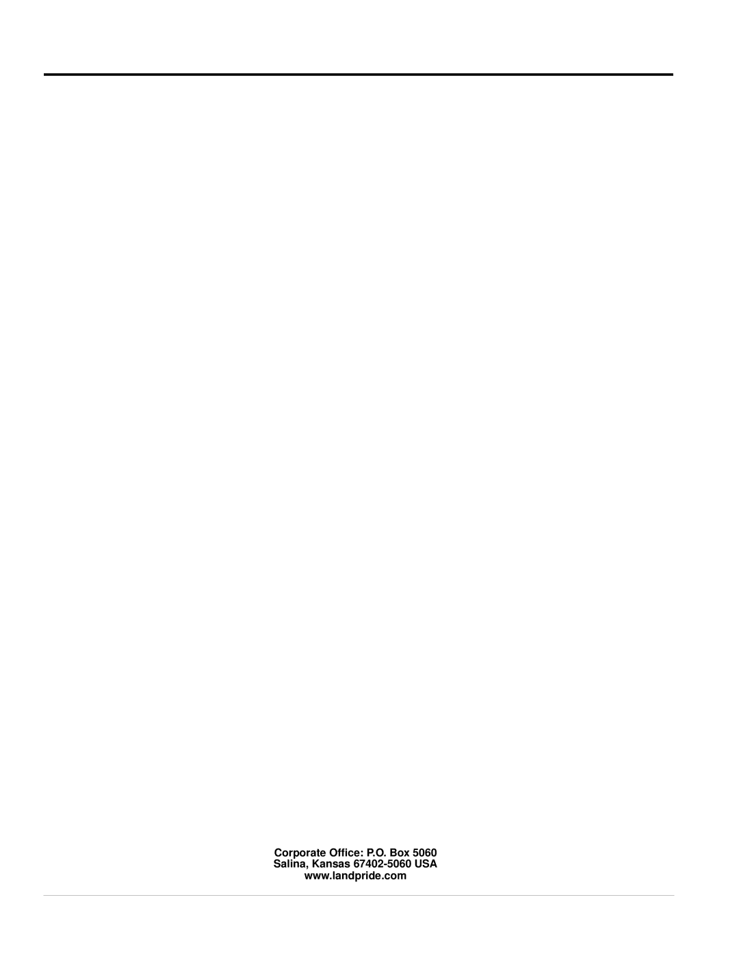 Land Pride APS1560, APS1572, APS1586, APS1548 manual Corporate Ofﬁce P.O. Box Salina, Kansas 67402-5060 USA 
