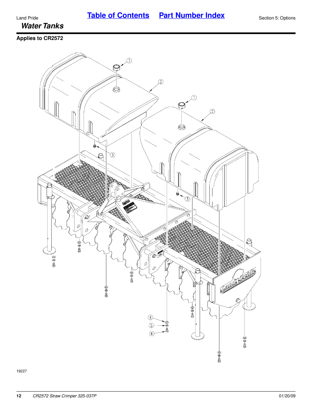 Land Pride CR2572 manual Water Tanks 