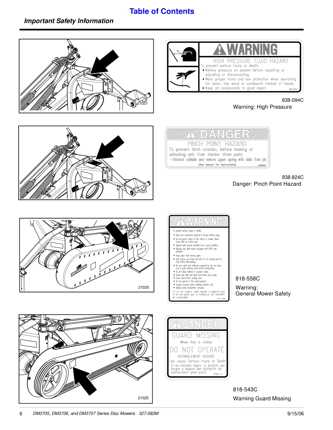 Land Pride DM3707 Series, DM3705 Series, DM3706 Series manual 818-558C 