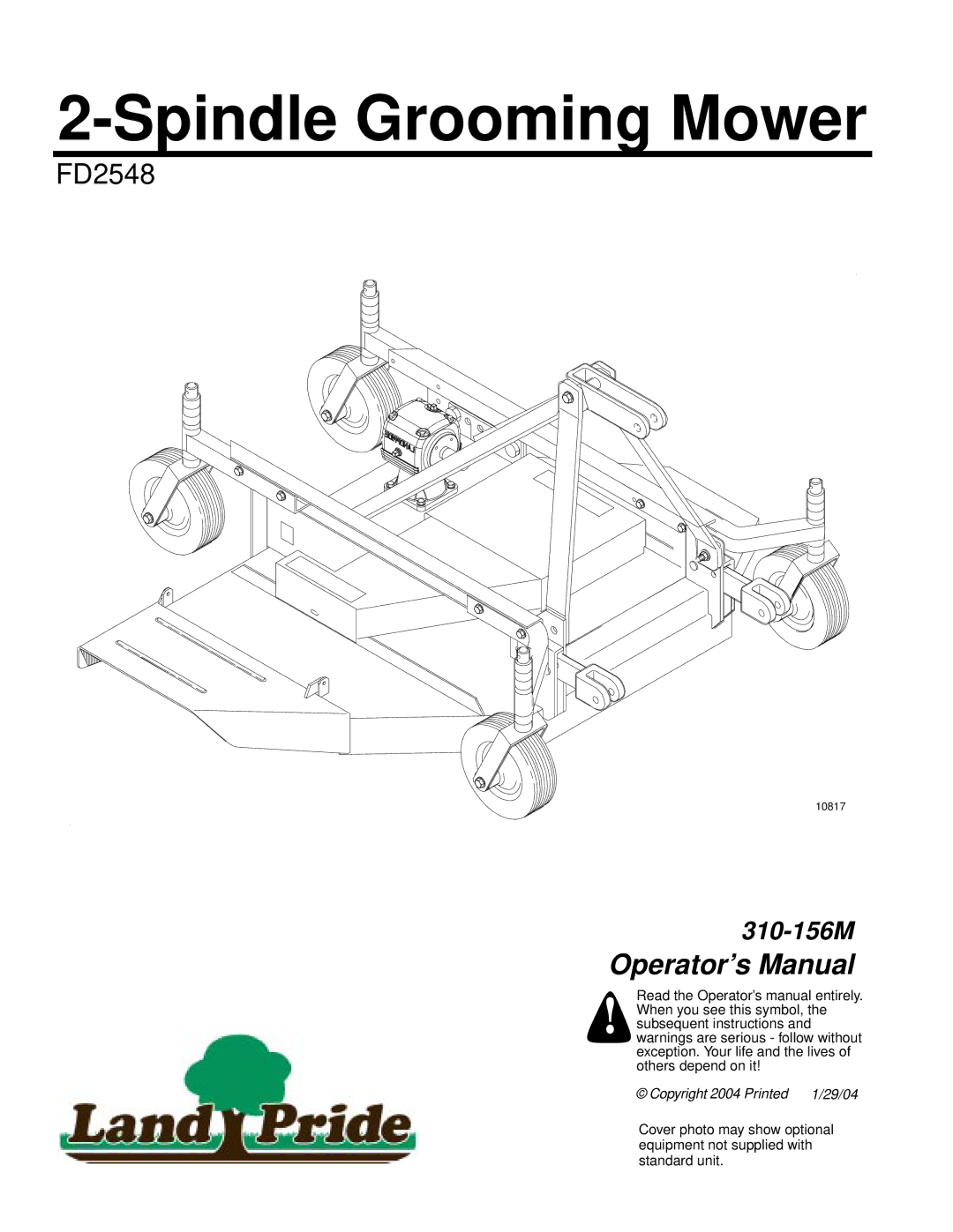 Land Pride FD2548 manual Spindle Grooming Mower 