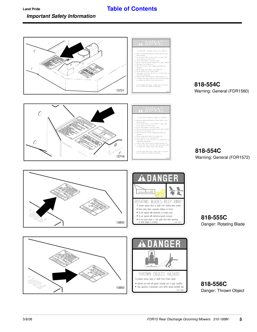 Land Pride FDR15 manual 818-555C 818-556C 