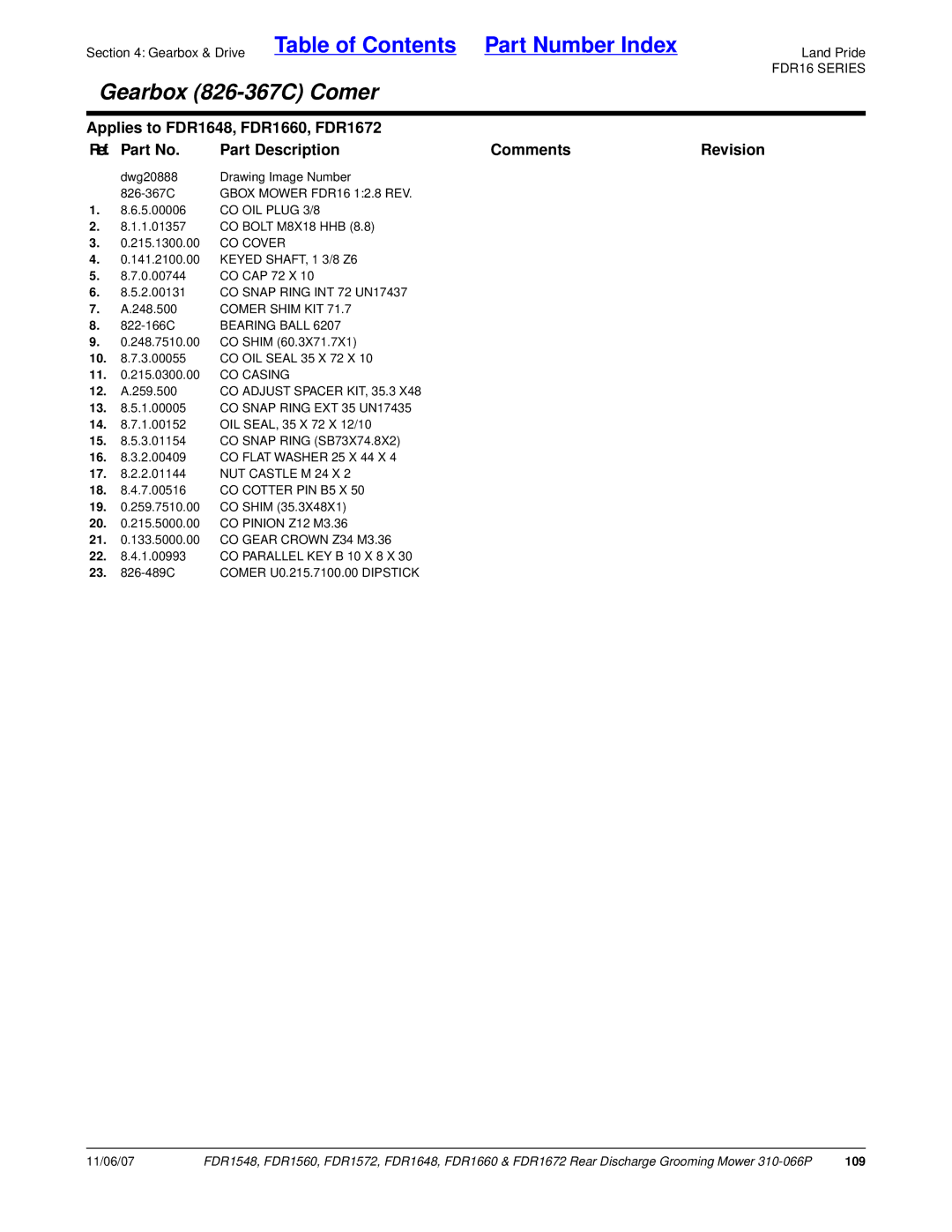 Land Pride FDR1648, FDR1672, FDR1572, FDR1560, FDR1660, FDR1548 manual 109 