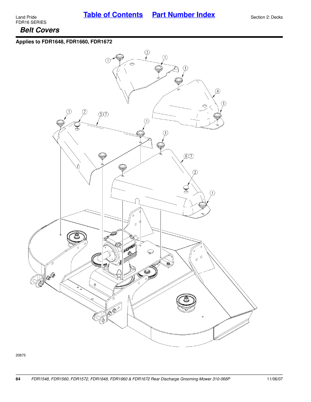 Land Pride FDR1672, FDR1648, FDR1572, FDR1560, FDR1660, FDR1548 manual Belt Covers, FDR16 Series 