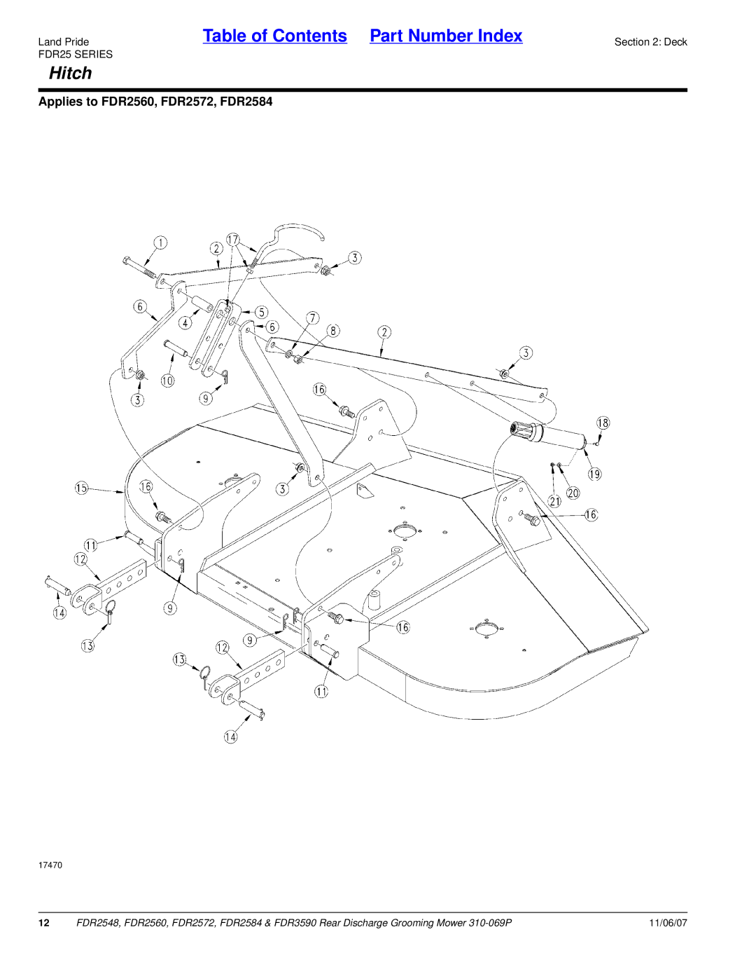 Land Pride 2560, FDR2548, 2572, 3590, 2584 manual Hitch 