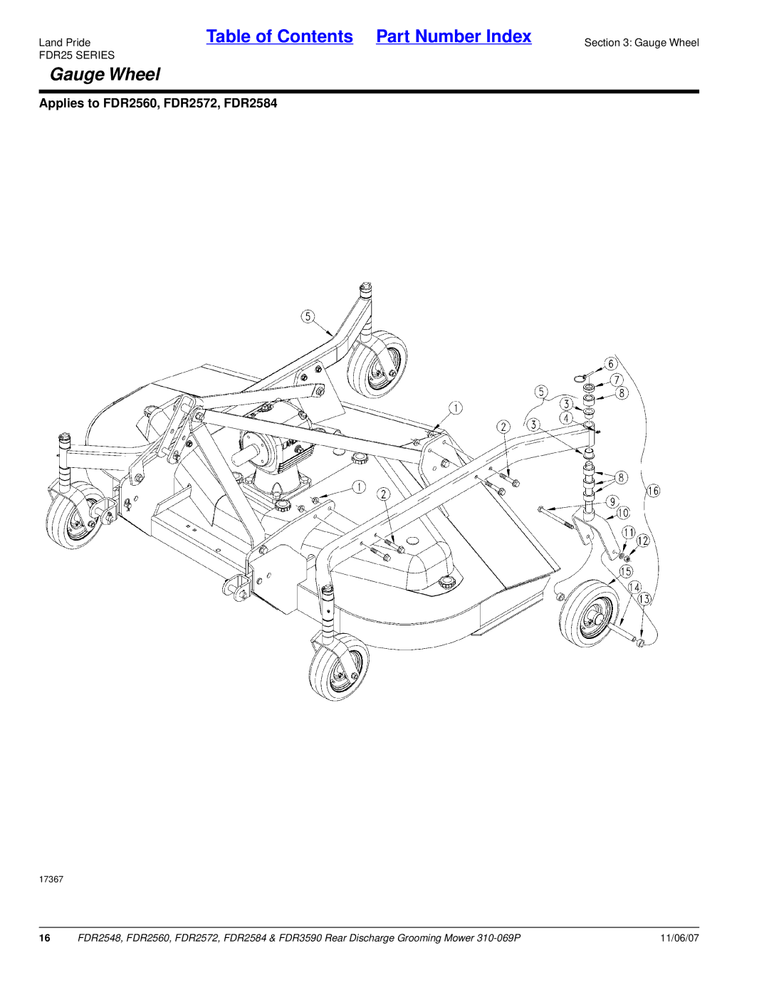 Land Pride 2572, FDR2548, 2560, 3590, 2584 manual Gauge Wheel 