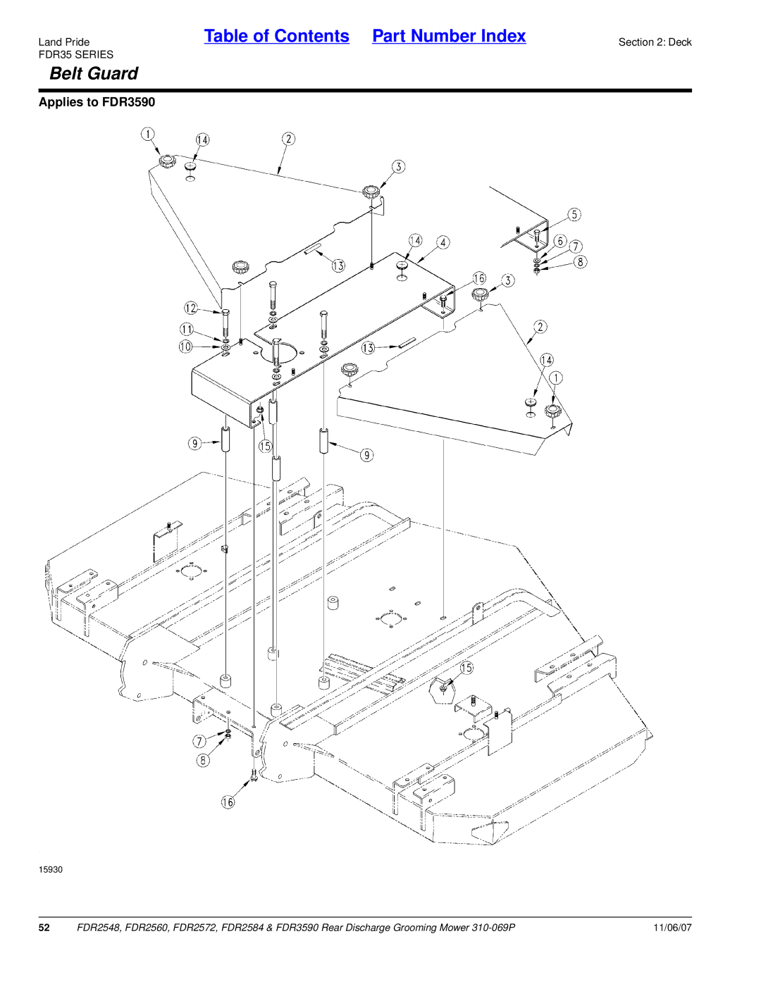 Land Pride 2560, FDR2548, 2572, 3590, 2584 manual Belt Guard, FDR35 Series 