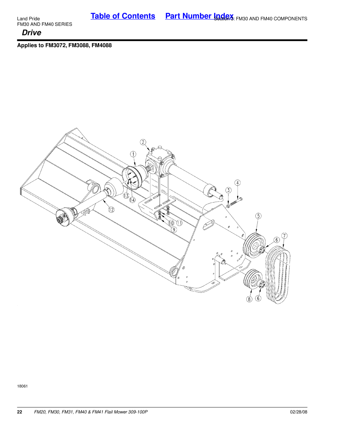 Land Pride FM20 manual Drive, FM30 and FM40 Series 