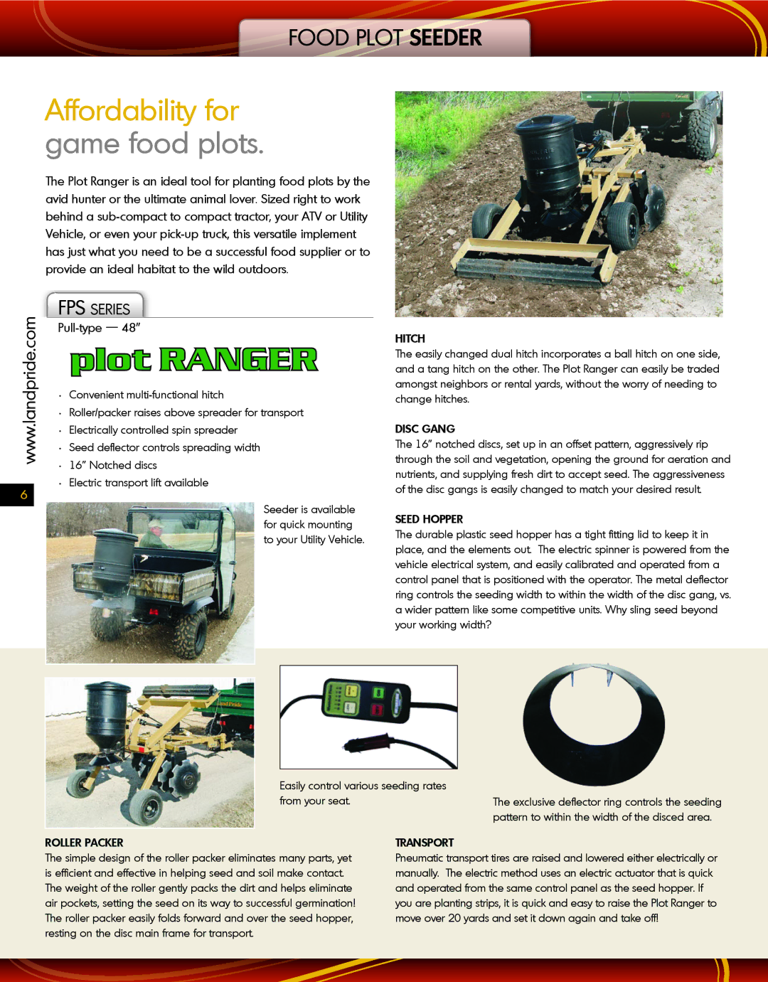 Land Pride manual Affordability for game food plots, FPS Series, Pull-type 