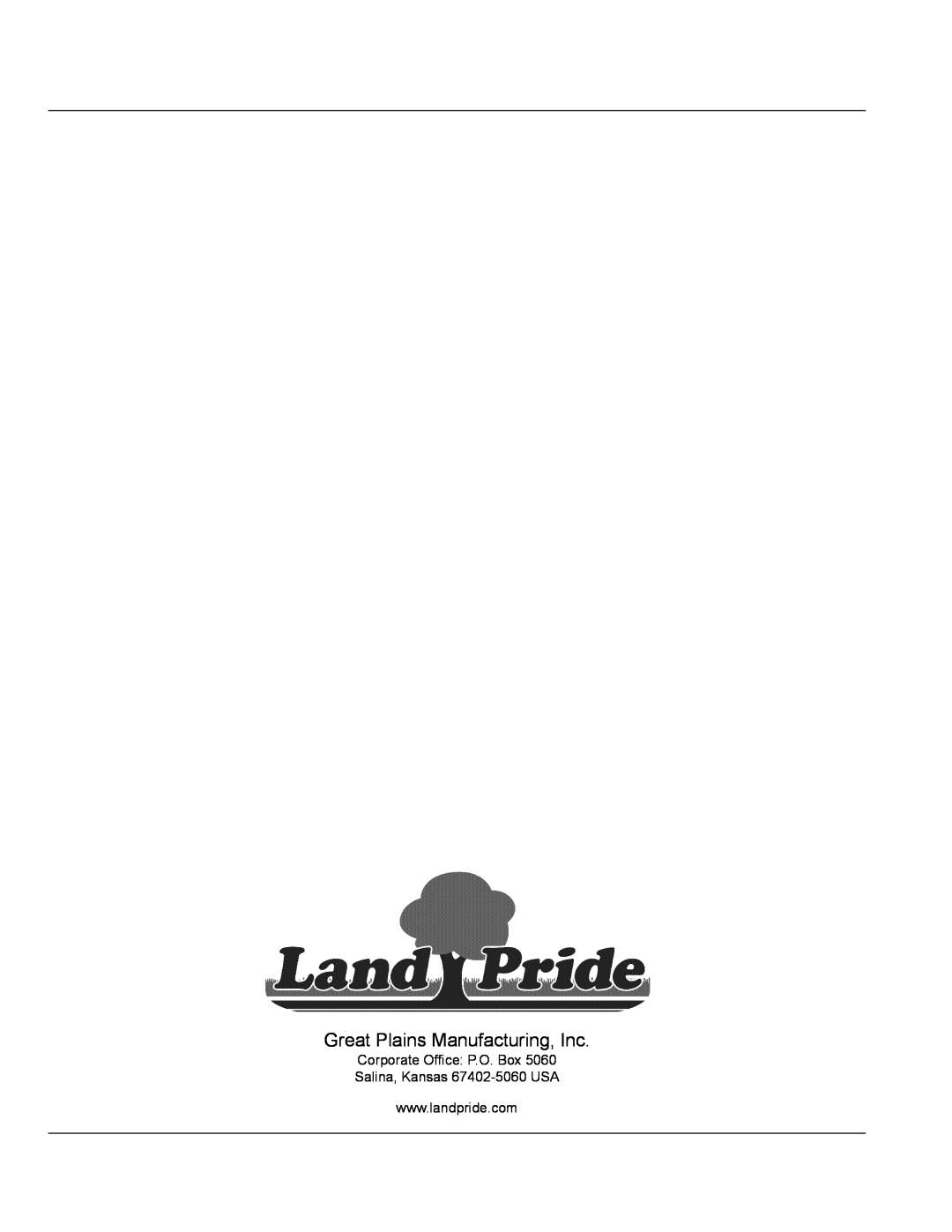 Land Pride FS700, FS500, FS1000 manual Great Plains Manufacturing, Inc 